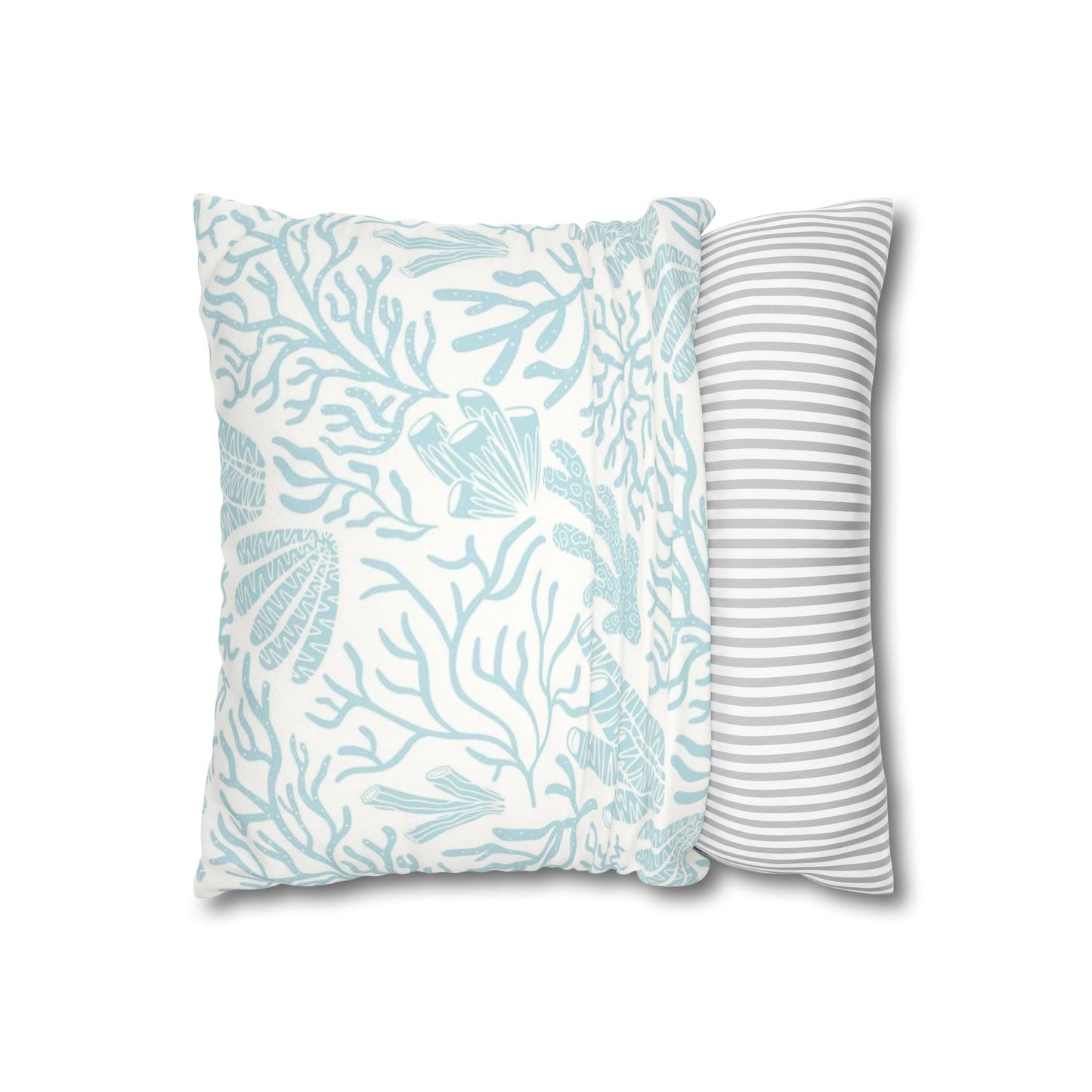 Coastal Coral Reef Faux Suede Square Pillowcase