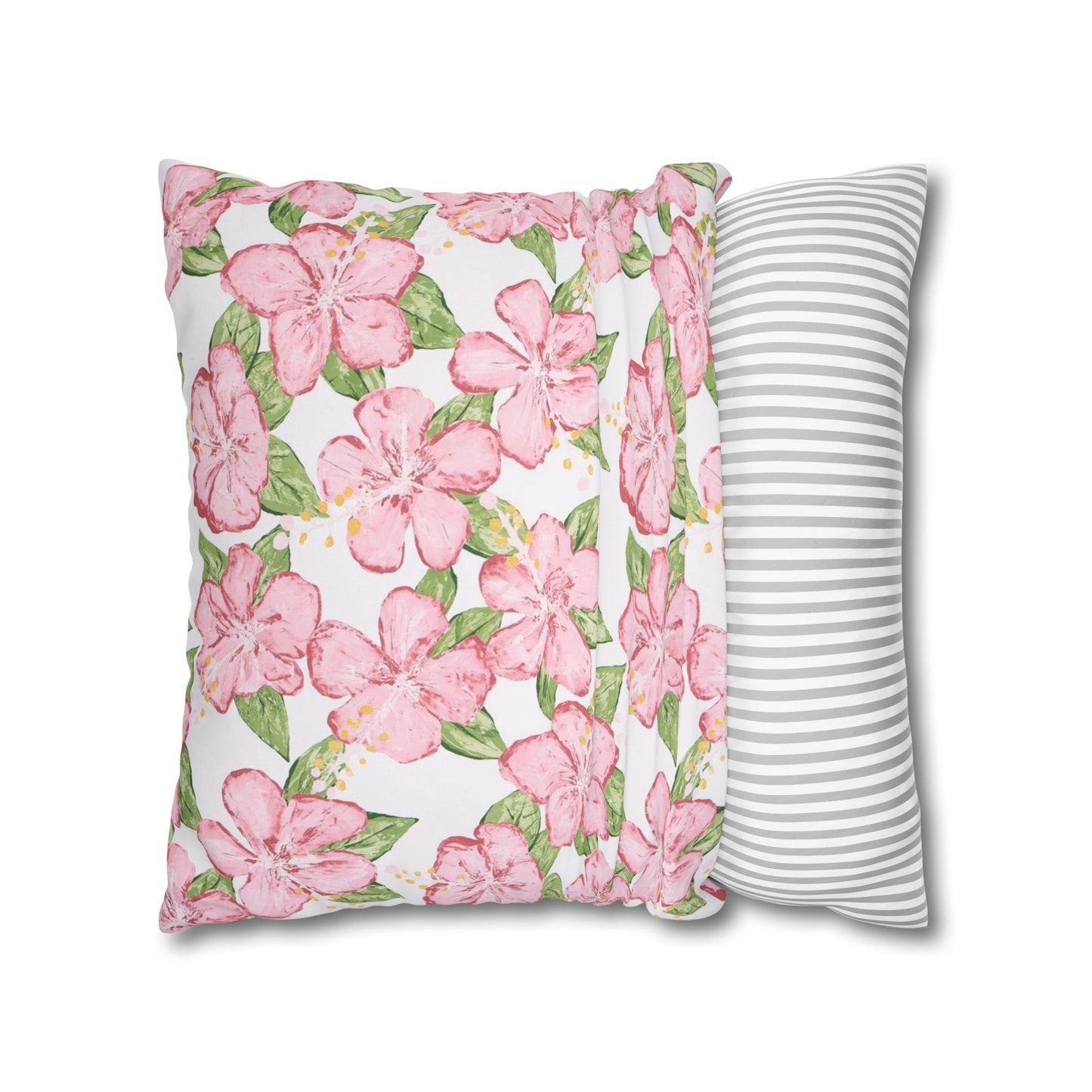 Pink Floral Watercolor Pillowcase | Square Throw Pillowcase