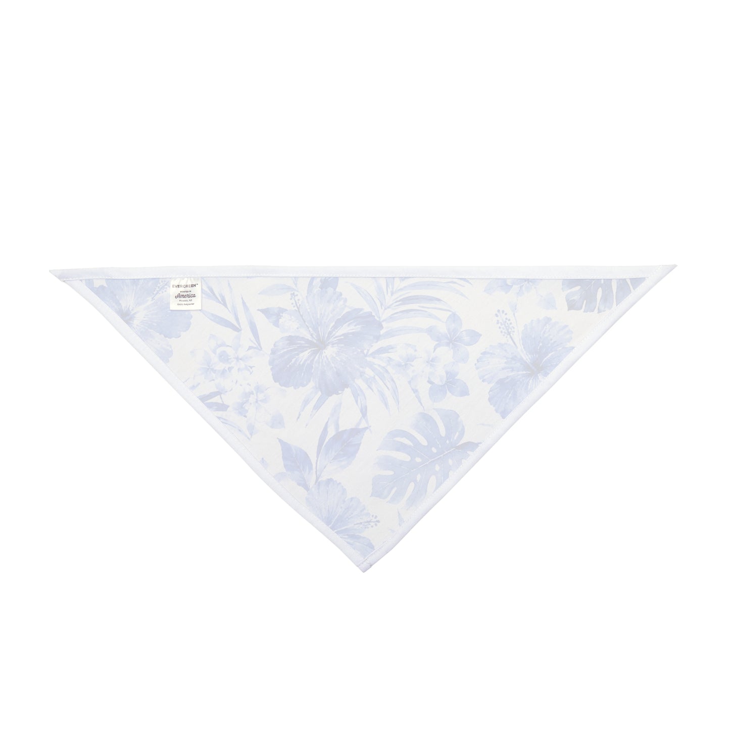 Blue Watercolor Hibiscus Pet Bandana | Tropical Floral Triangle Scarf