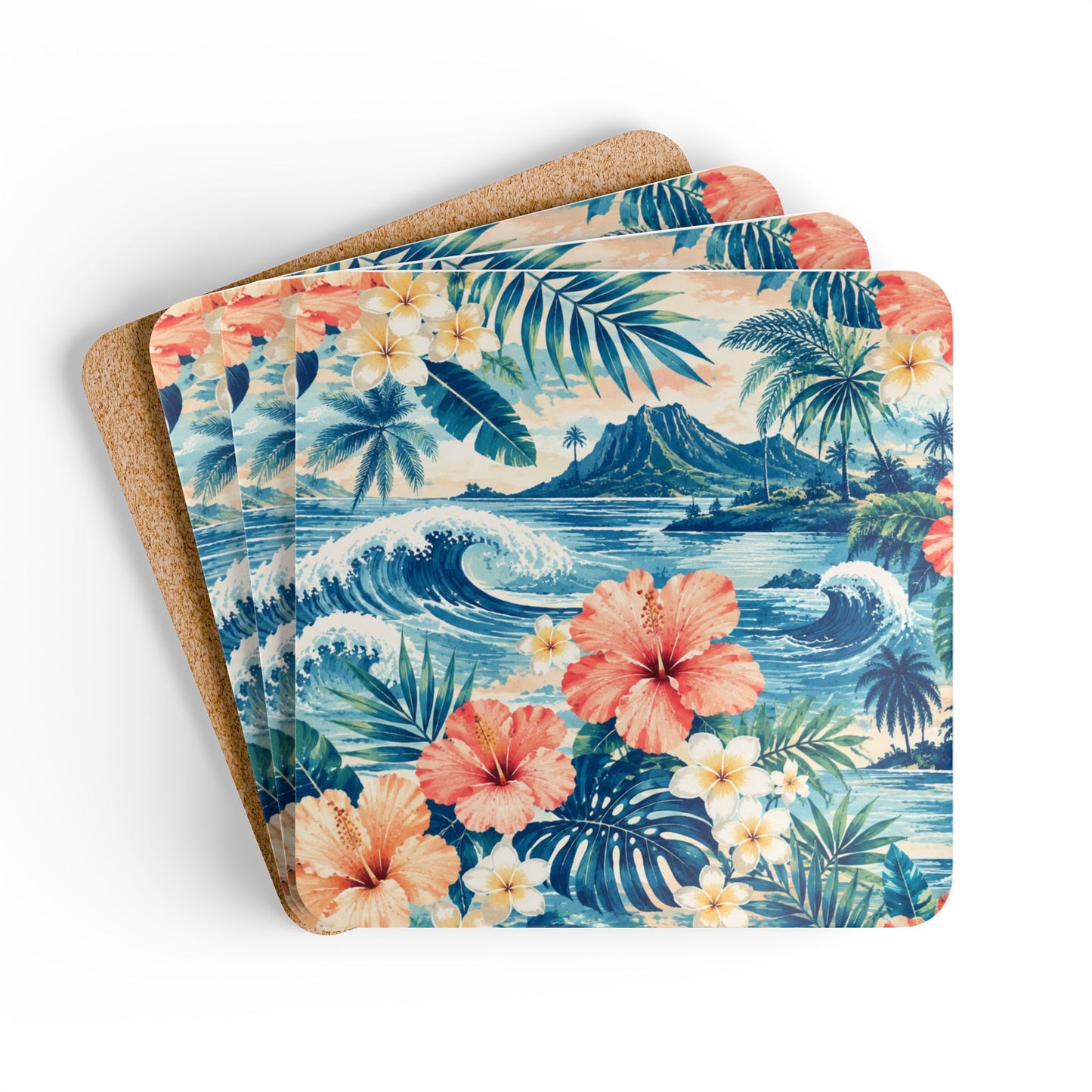 Tropical Hibiscus Wave Coaster set