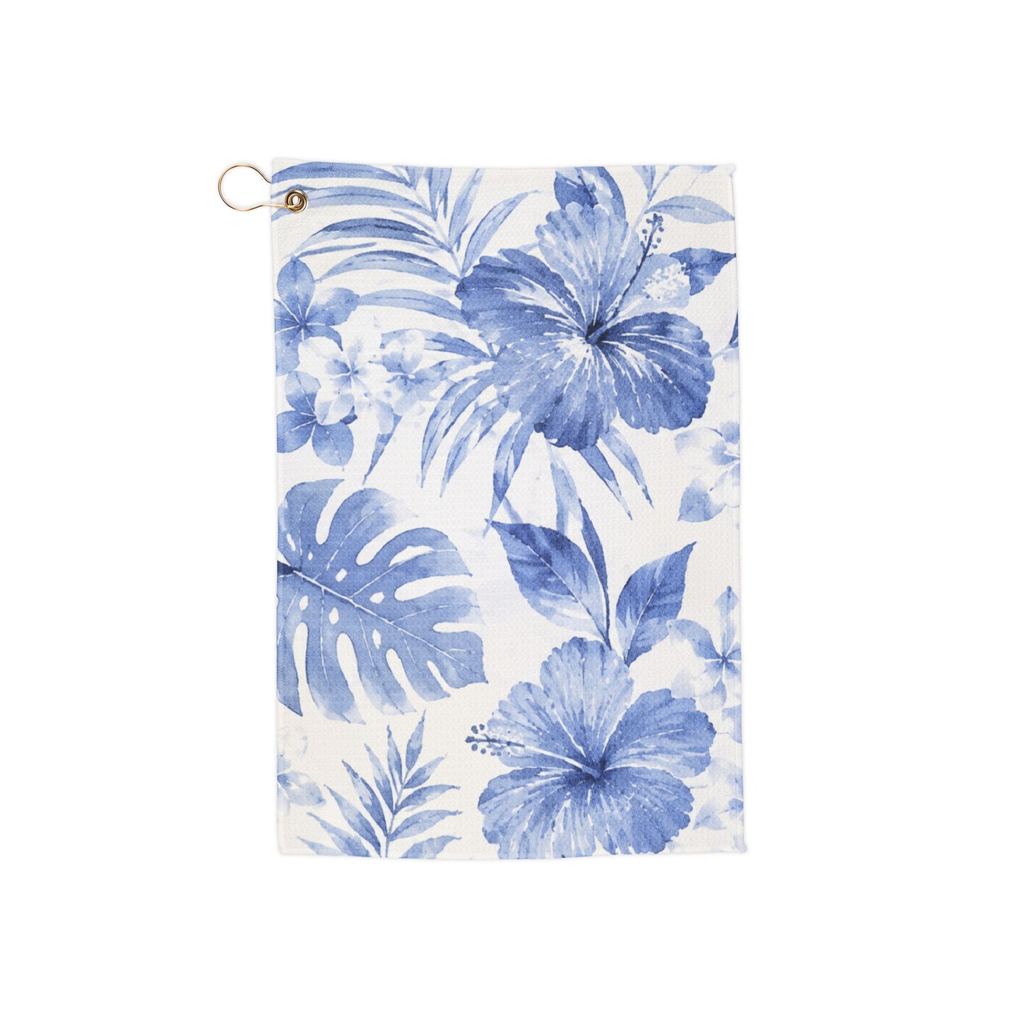 Blue Tropical Hibiscus Golf Towel | Microfiber Golf Towel with Grommet