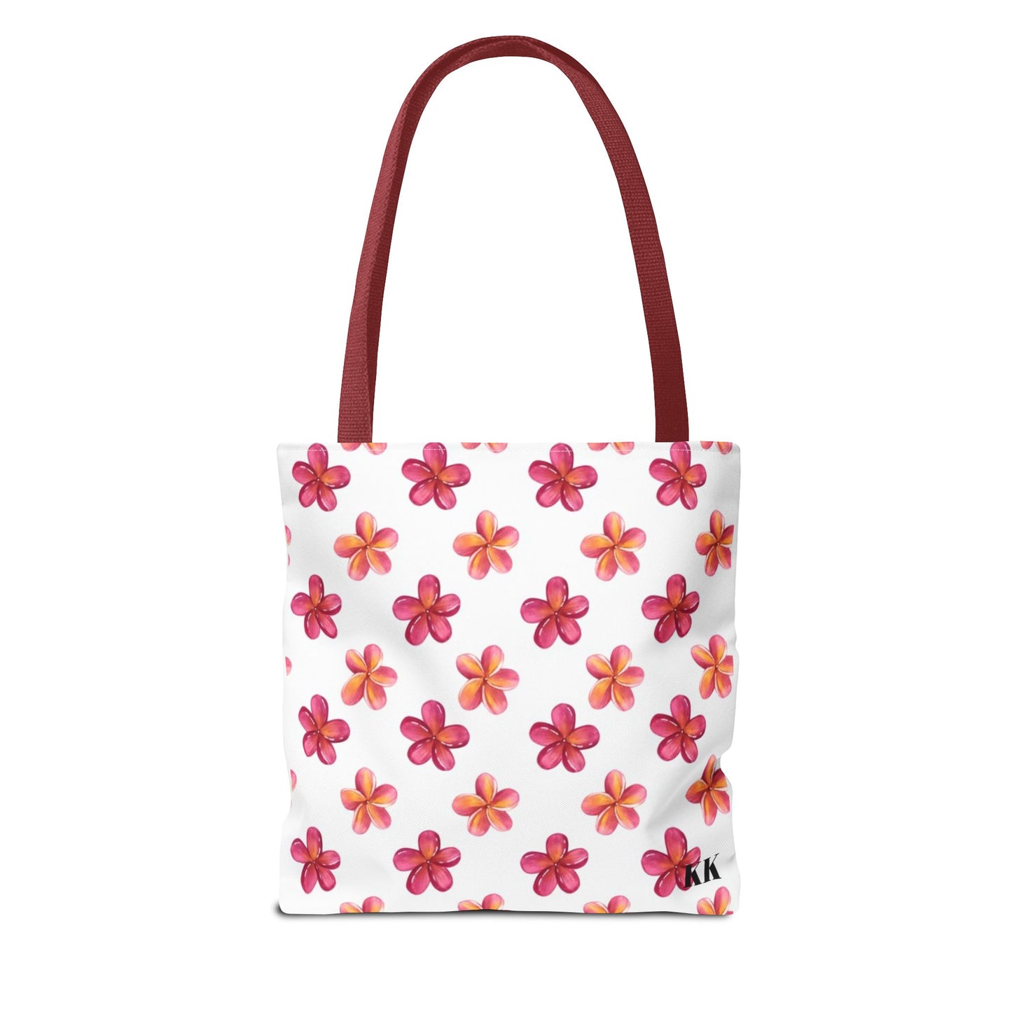 Aloha Floral Tote Bag — Pink Plumeria Pattern Canvas Tote