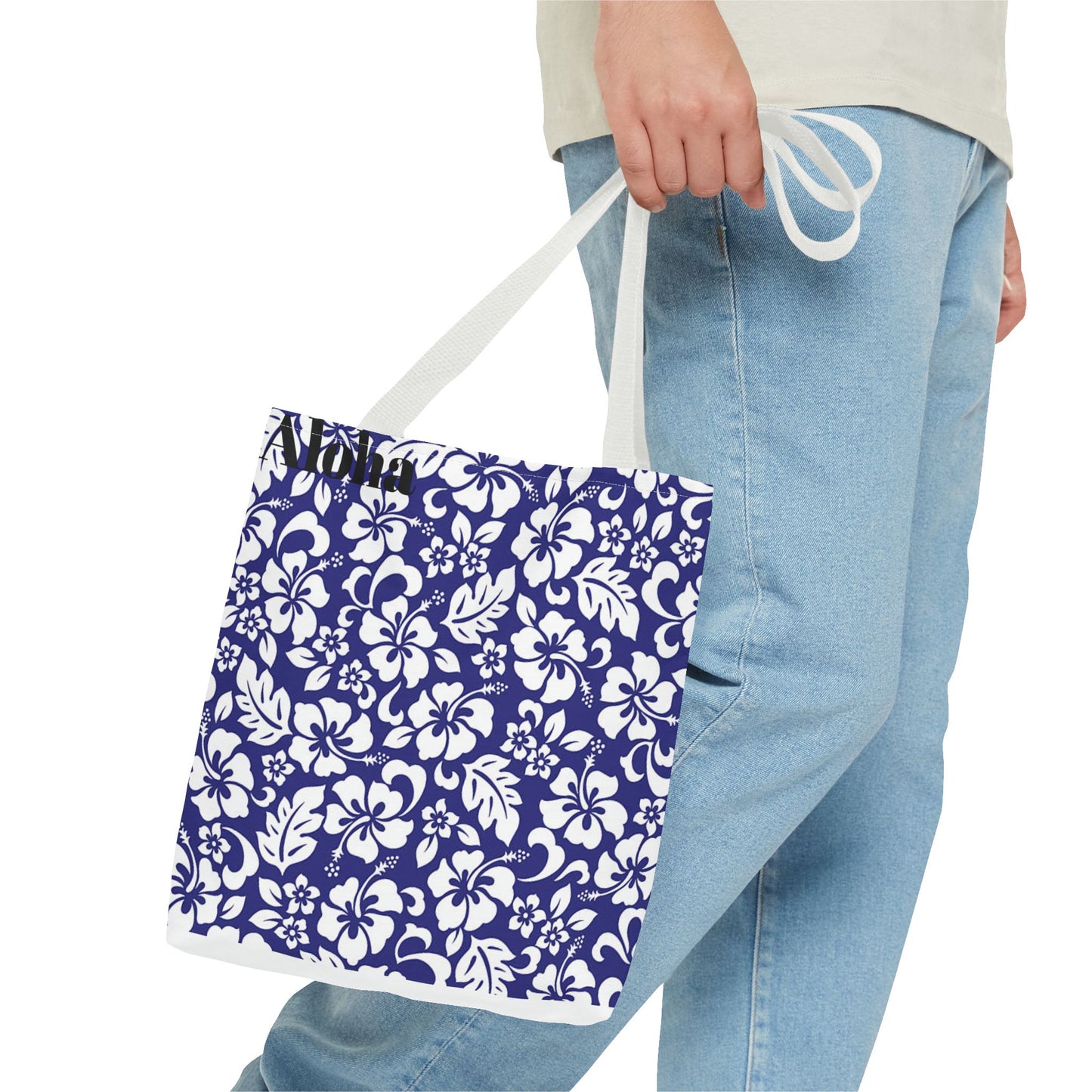 Blue Hawaiian Floral Tote | All-Over Print Beach Bag