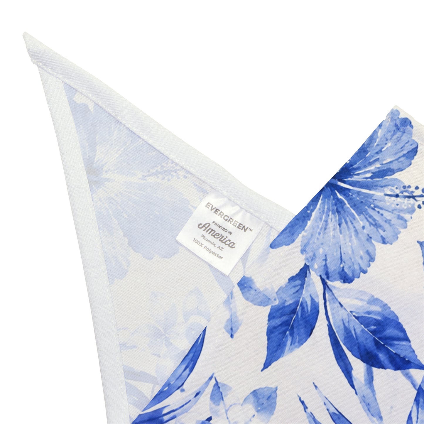 Blue Watercolor Hibiscus Pet Bandana | Tropical Floral Triangle Scarf