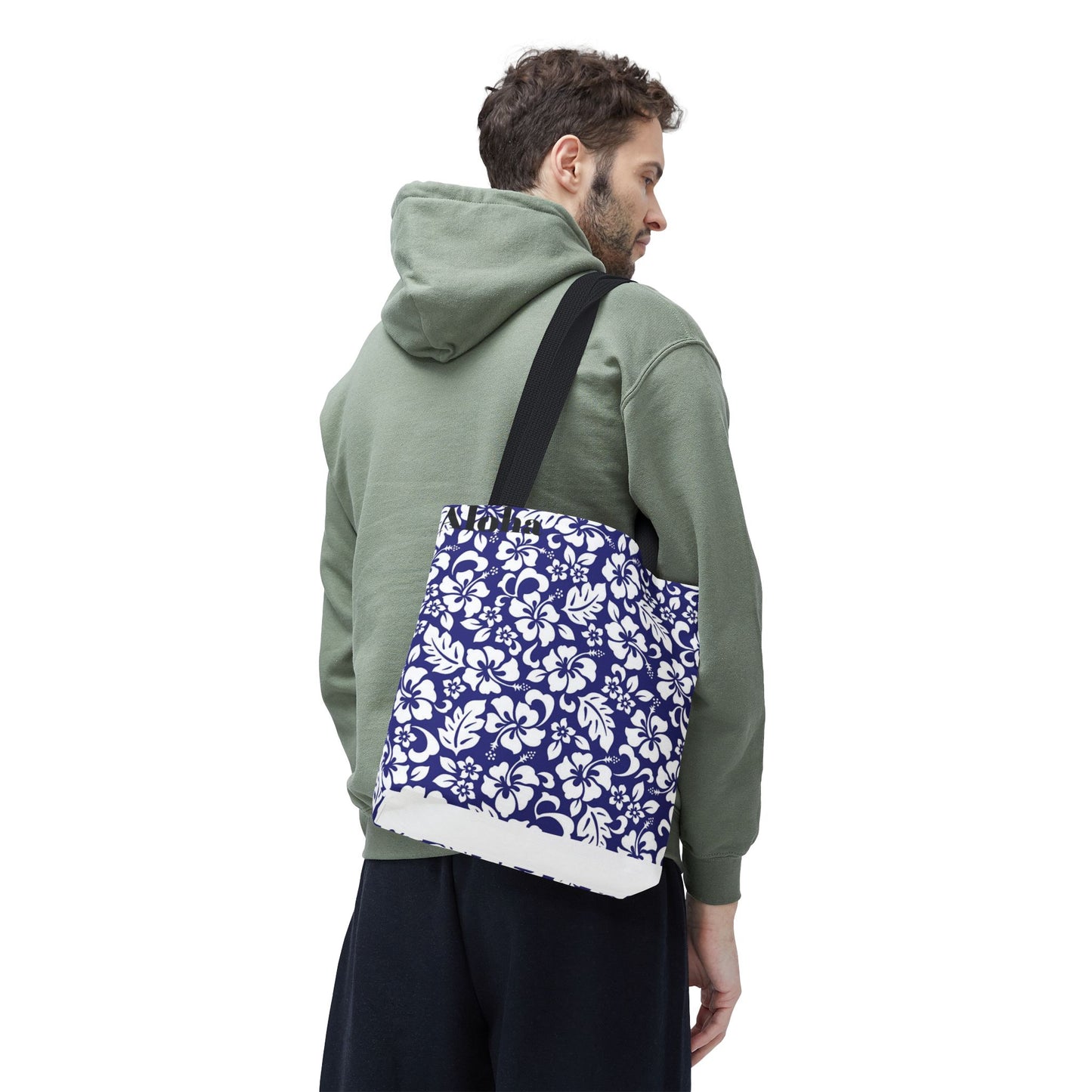 Blue Hawaiian Floral Tote | All-Over Print Beach Bag