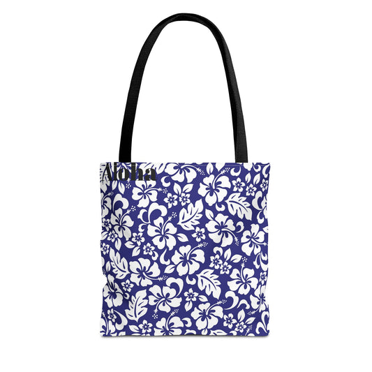 Blue Hawaiian Floral Tote | All-Over Print Beach Bag