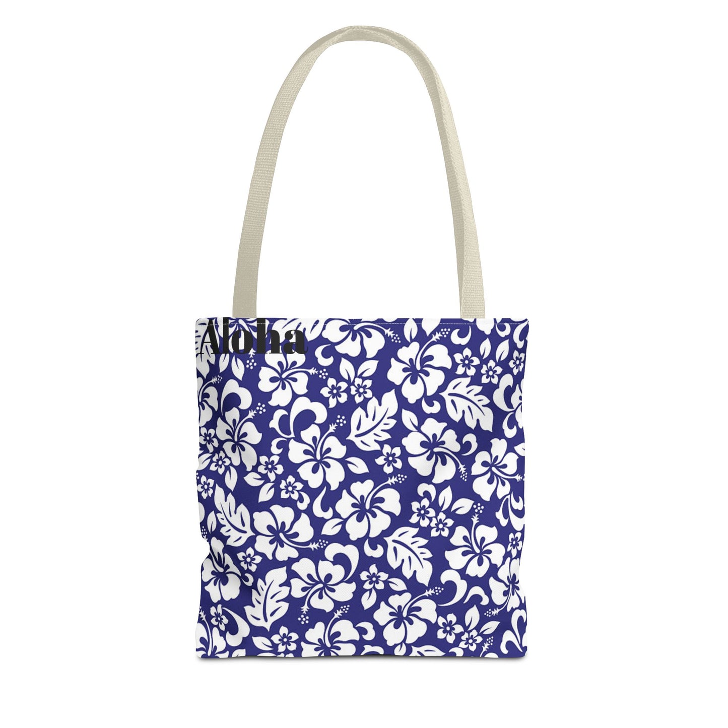 Floral Hibiscus Tote Bag – Navy Hawaiian All-Over Print Beach Bag
