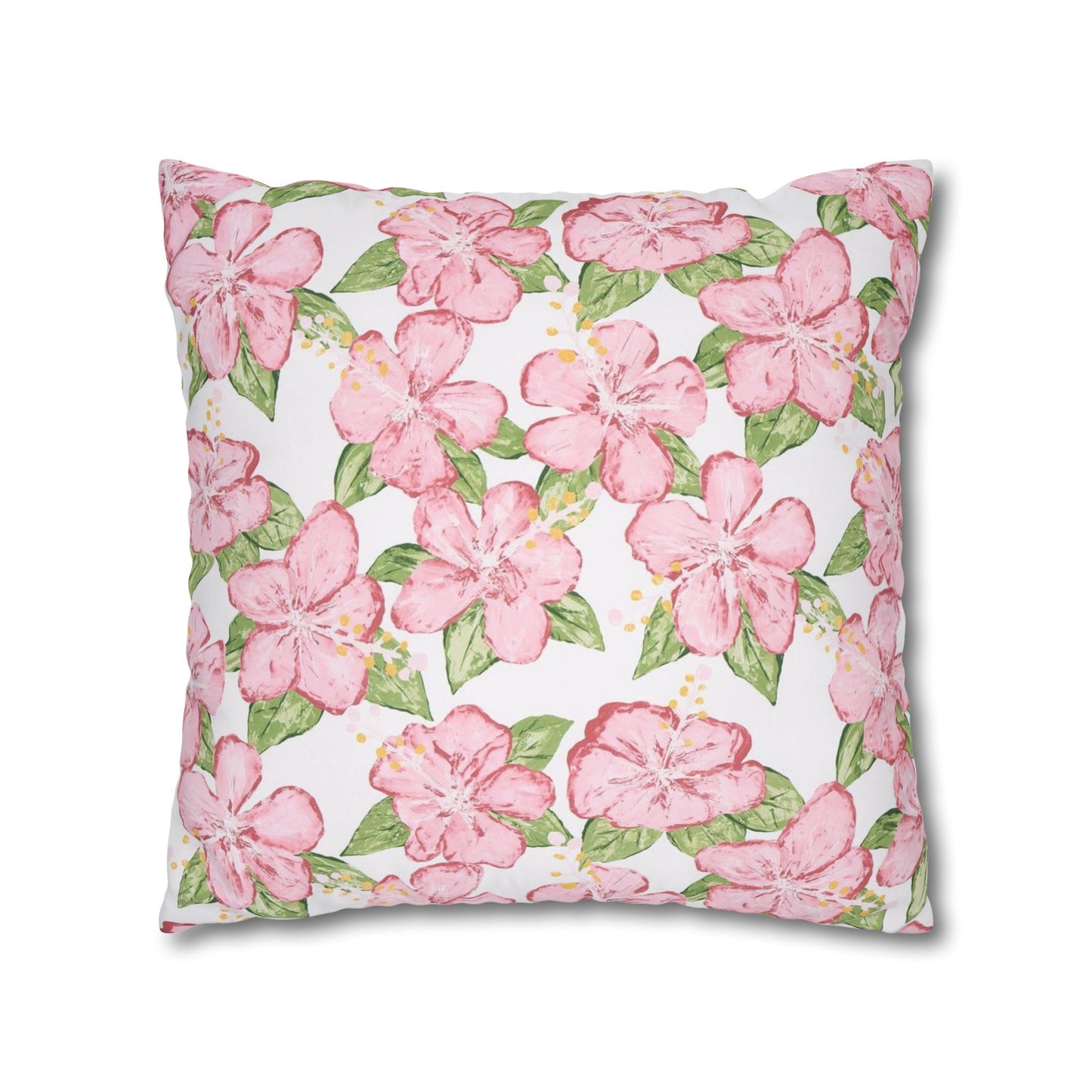 Pink Floral Watercolor Pillowcase | Square Throw Pillowcase