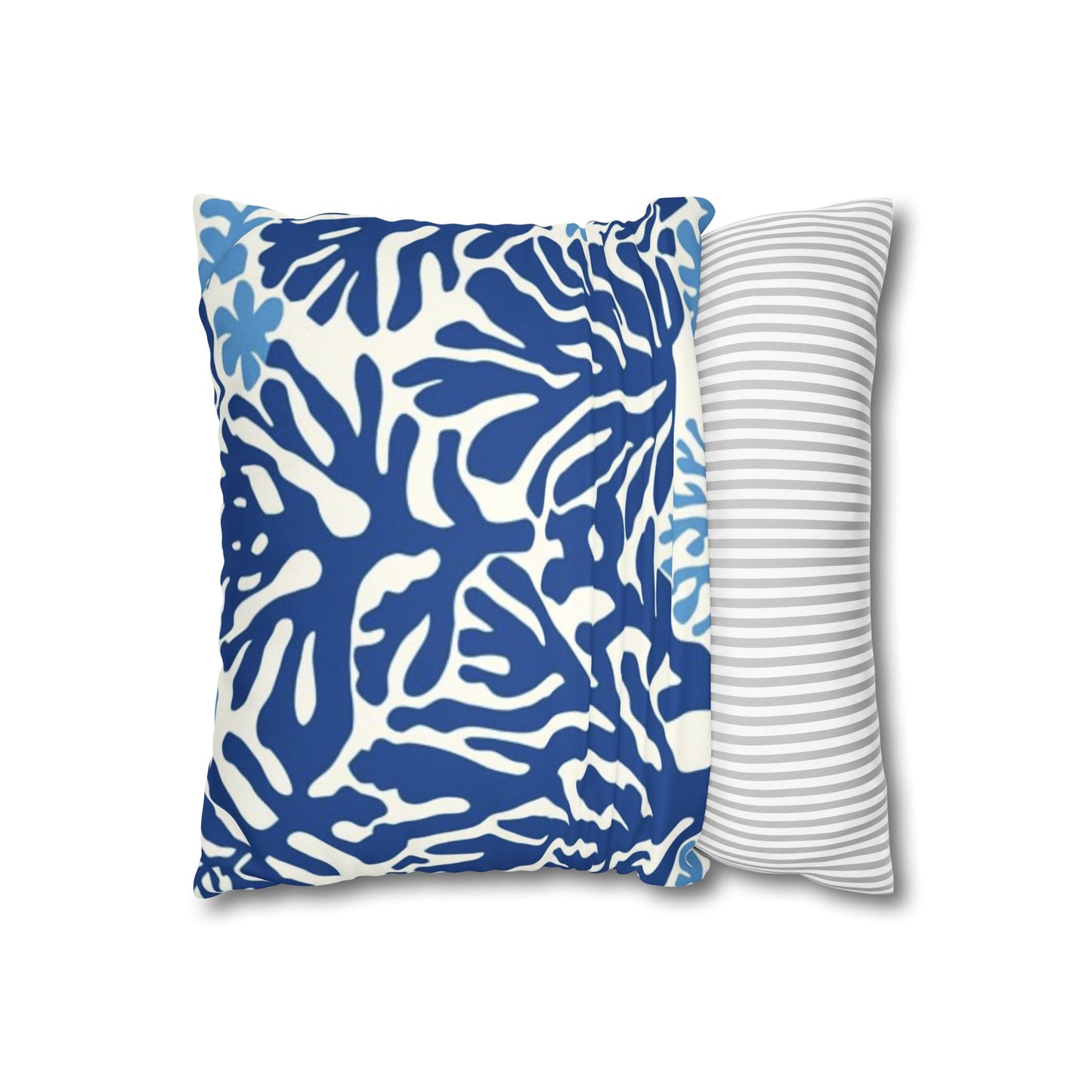 Blue Coral Pattern Faux Suede Pillowcase