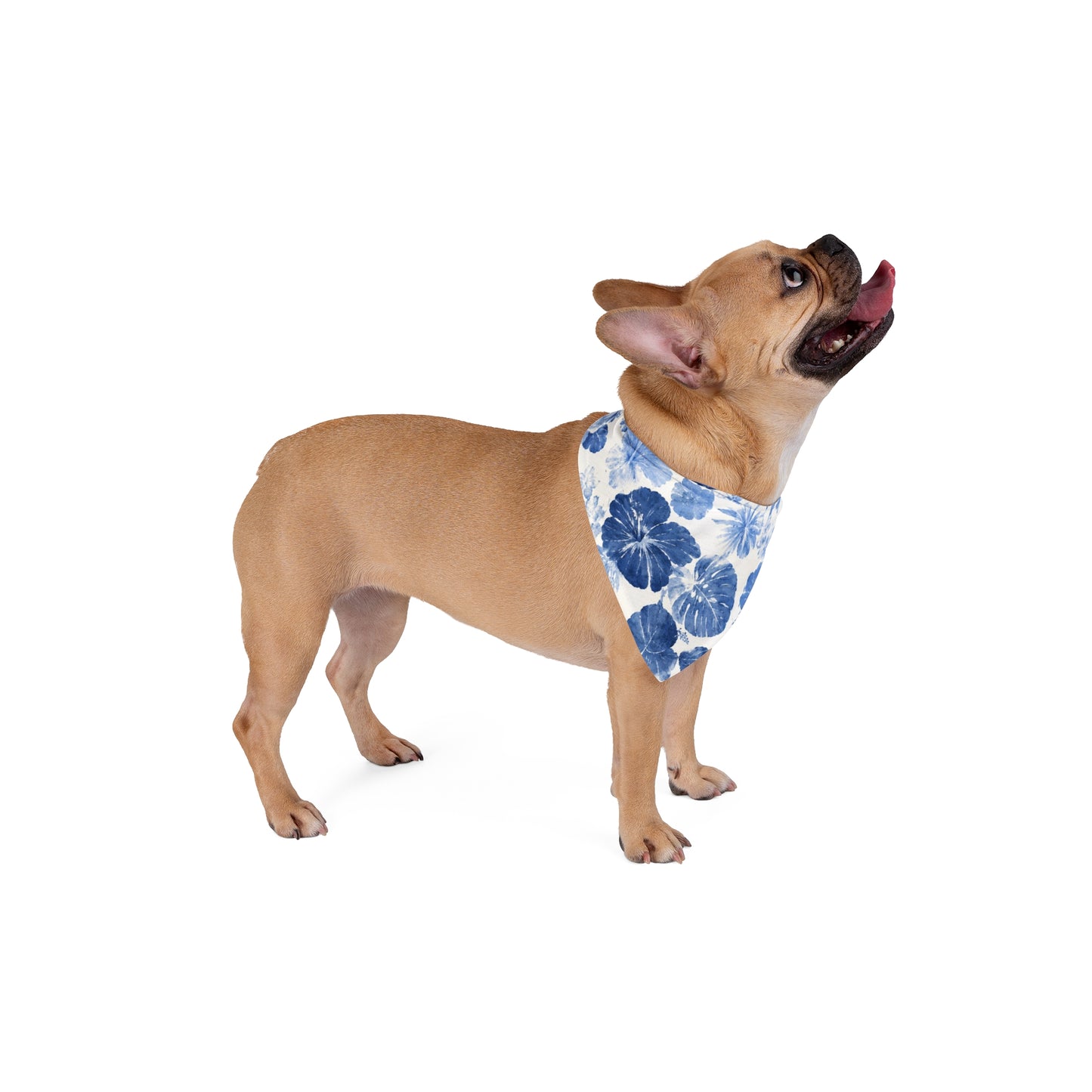 Blue Hibiscus Floral Pet Bandana | Tropical Tie-Dye Pattern