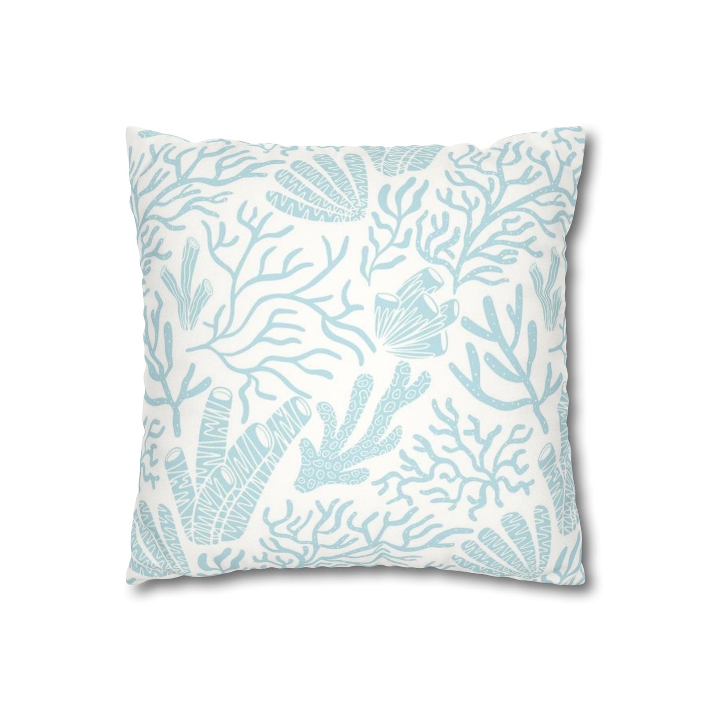 Coastal Coral Reef Faux Suede Square Pillowcase