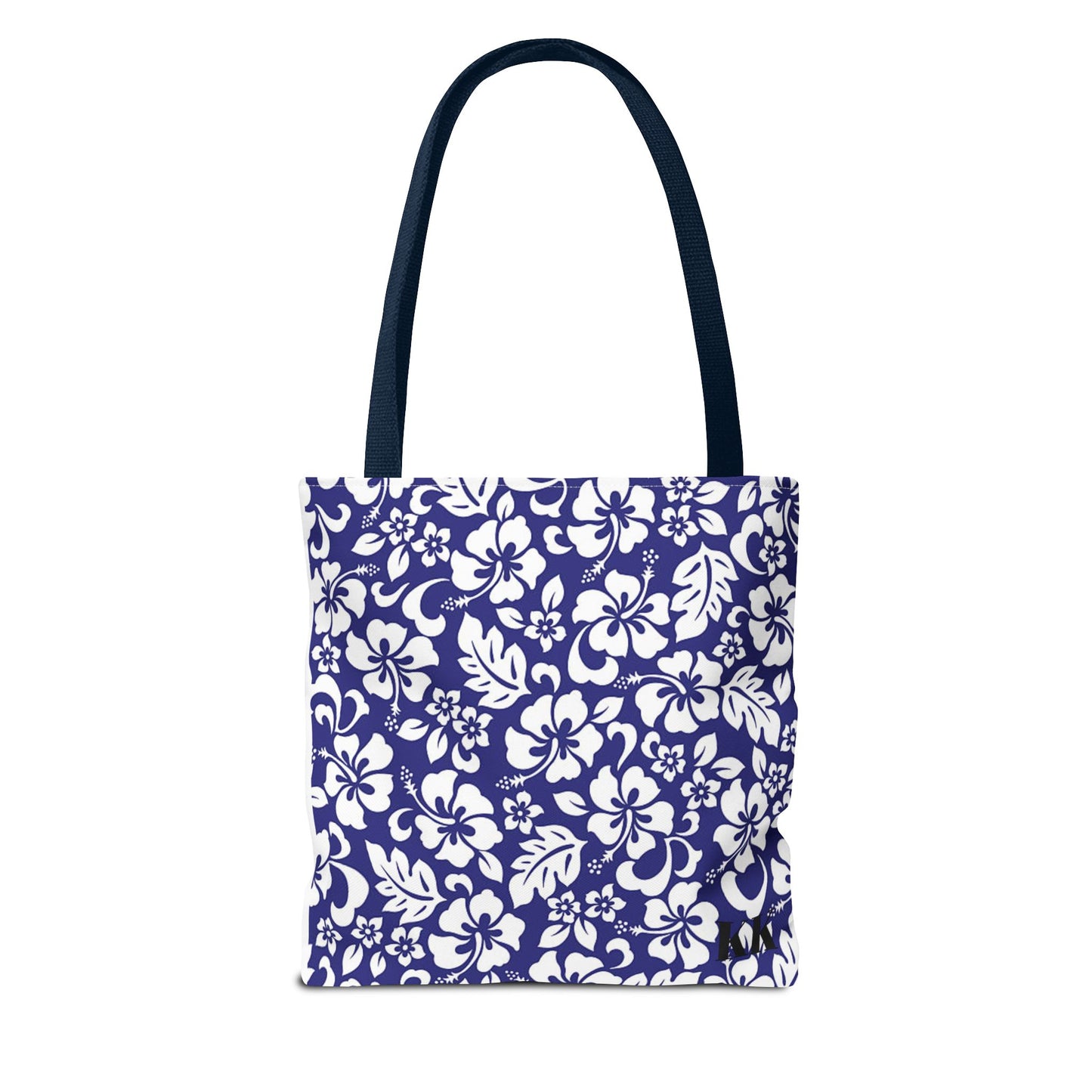 Floral Hibiscus Tote Bag – Navy Hawaiian All-Over Print Beach Bag