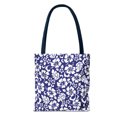 Floral Hibiscus Tote Bag – Navy Hawaiian All-Over Print Beach Bag