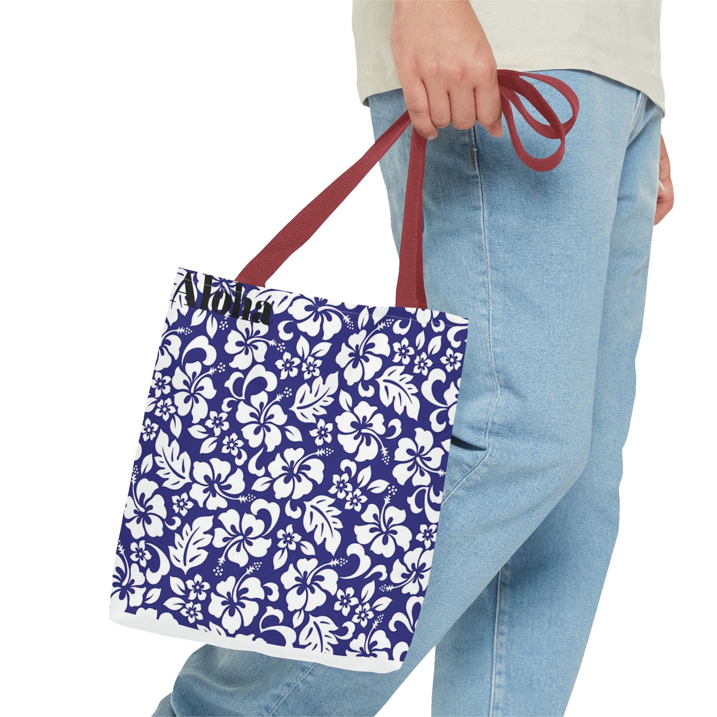Blue Hawaiian Floral Tote | All-Over Print Beach Bag
