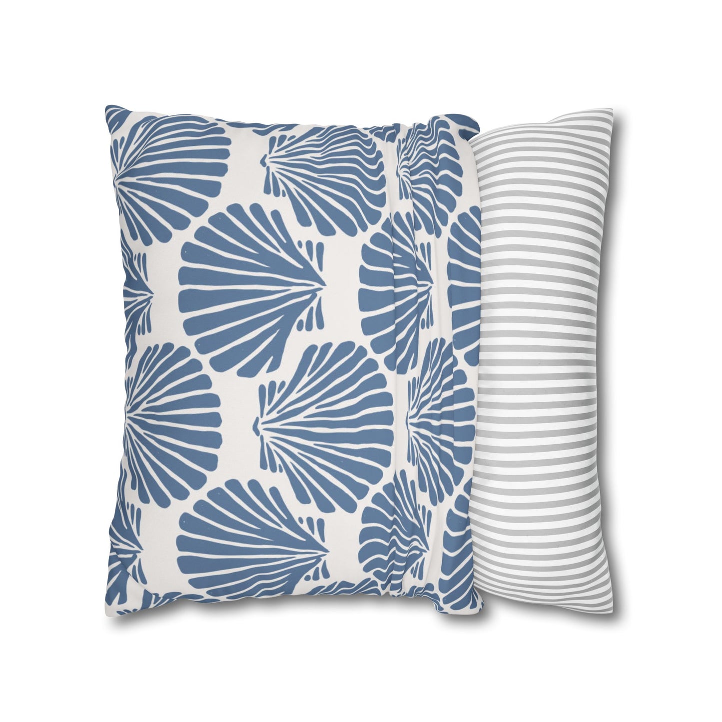 Blue Seashell Pattern Pillowcase | Square Poly Canvas Pillowcase