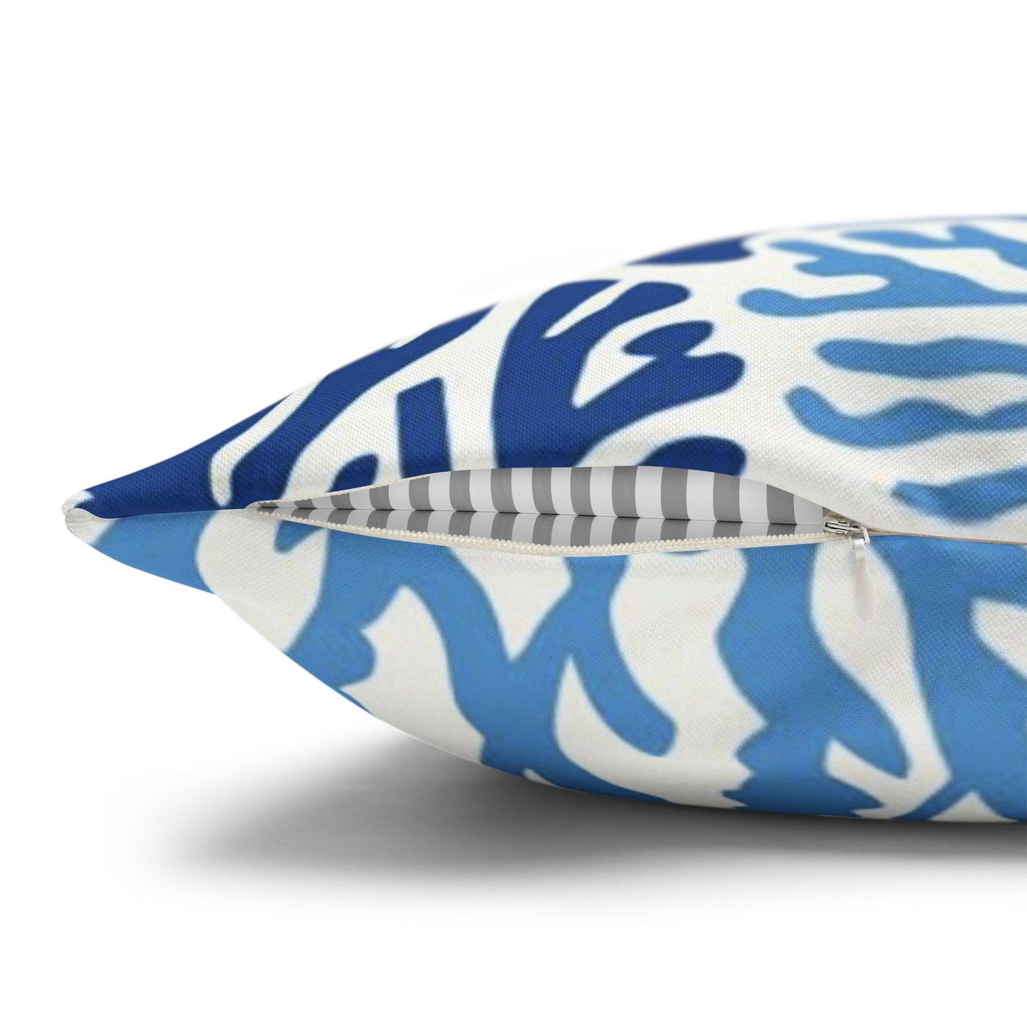 Blue Coral Pattern Square Pillowcase | Coastal Nautical Home Decor