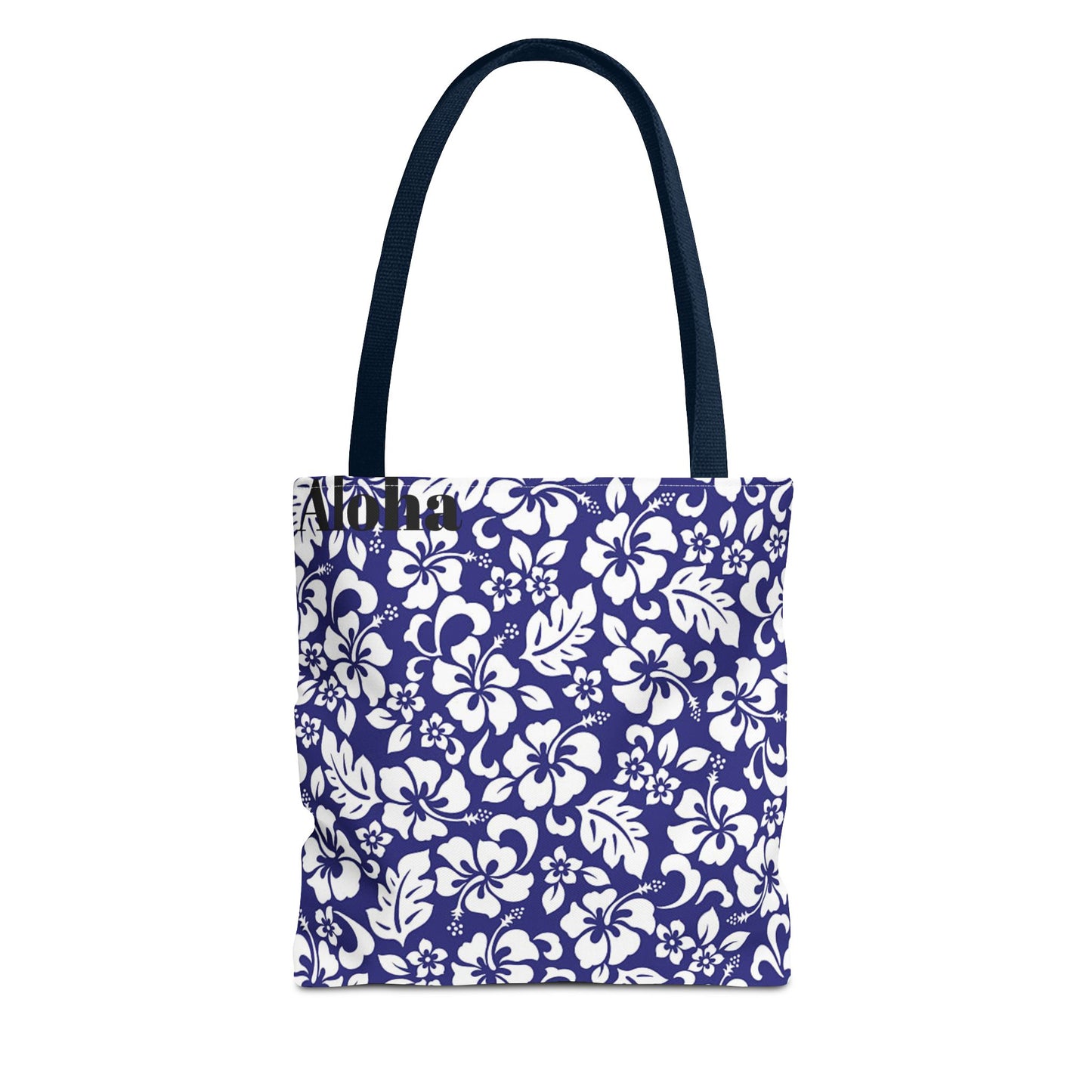 Floral Hibiscus Tote Bag – Navy Hawaiian All-Over Print Beach Bag