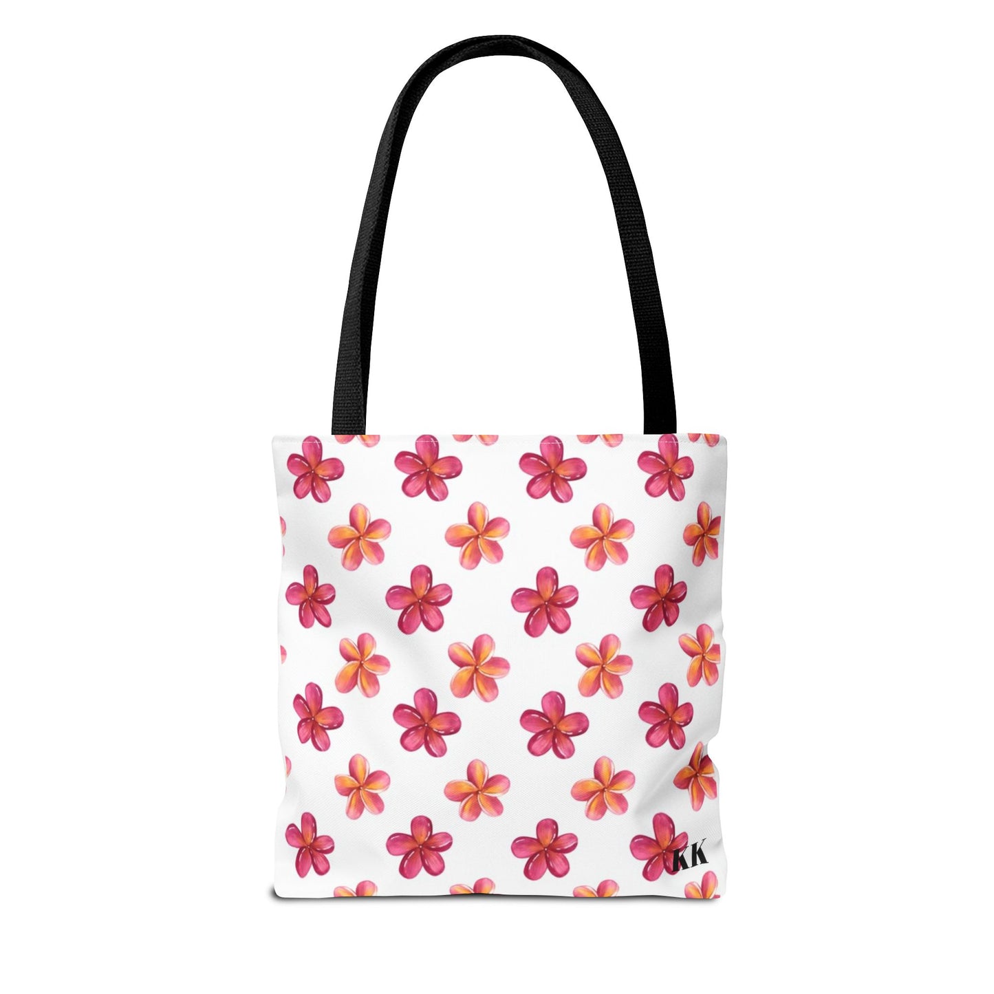 Aloha Floral Tote Bag — Pink Plumeria Pattern Canvas Tote