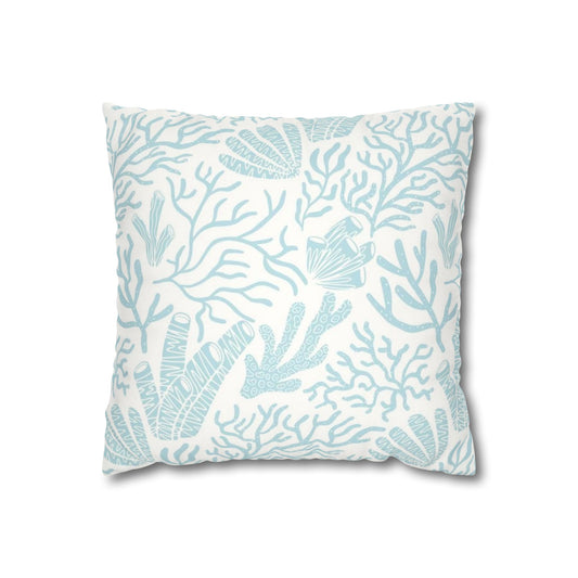 Coastal Coral Reef Faux Suede Square Pillowcase