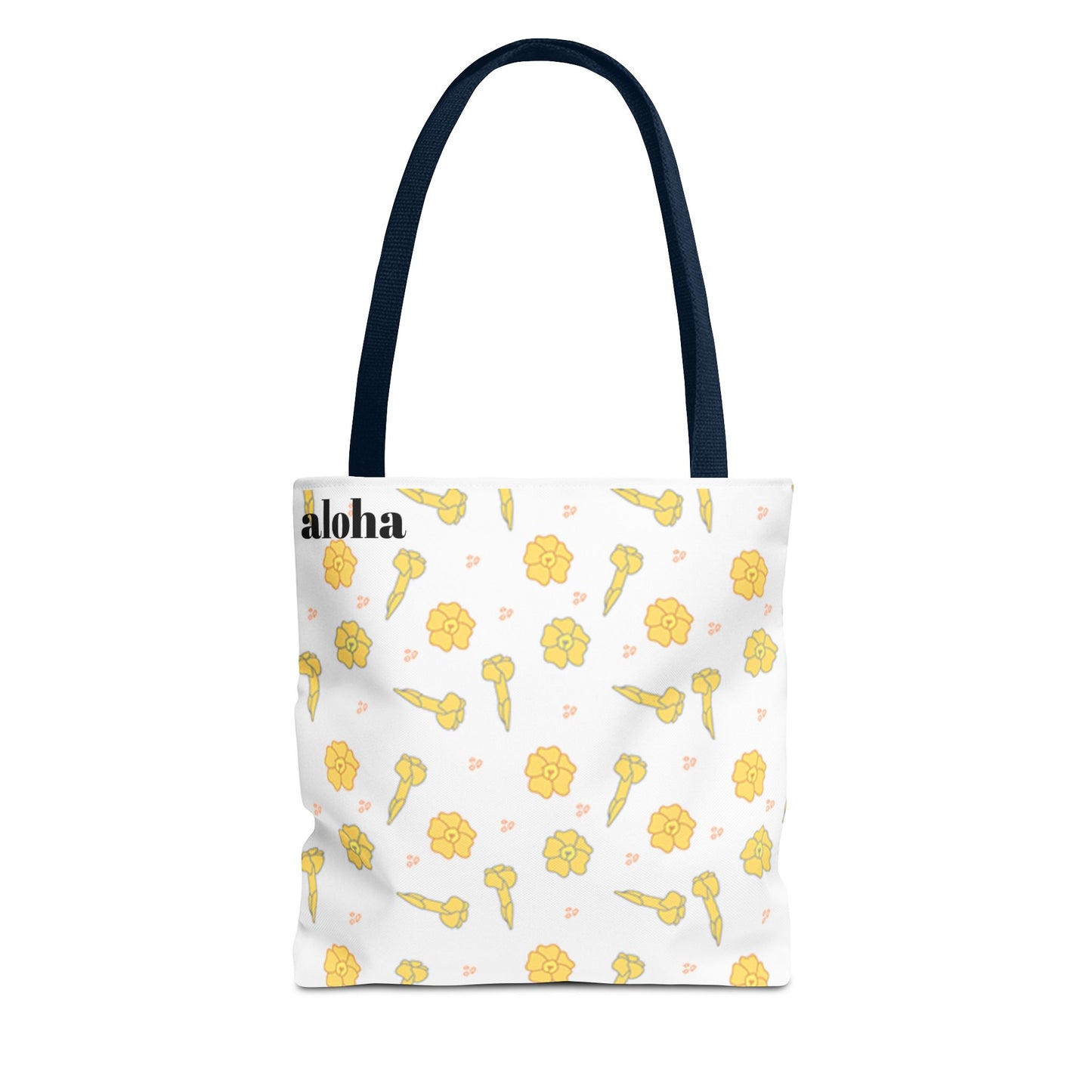 Aloha Floral Tote Bag – Yellow Hibiscus & Ukulele All-Over Print Beach Tote