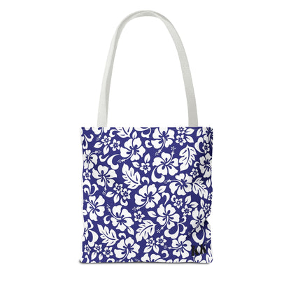 Floral Hibiscus Tote Bag – Navy Hawaiian All-Over Print Beach Bag