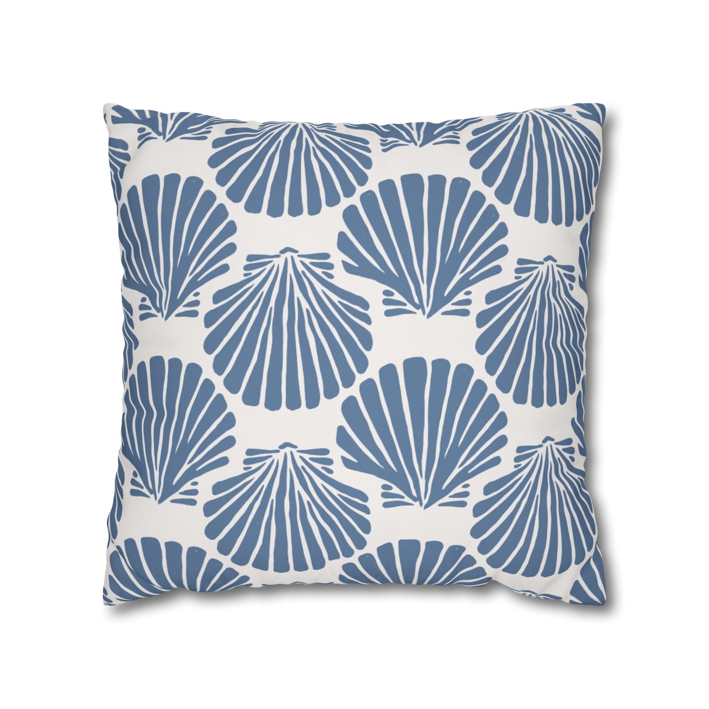 Blue Seashell Pattern Pillowcase | Square Poly Canvas Pillowcase