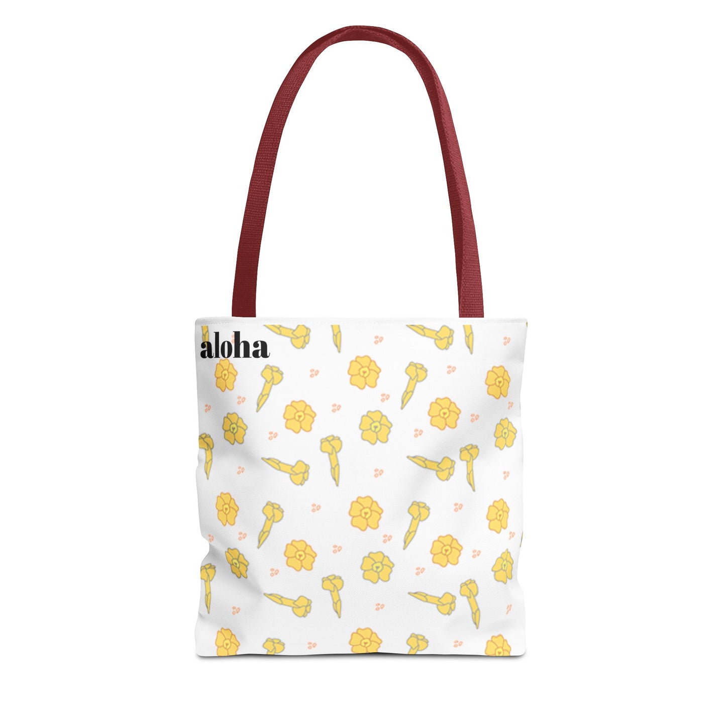 Aloha Floral Tote Bag – Yellow Hibiscus & Ukulele All-Over Print Beach Tote