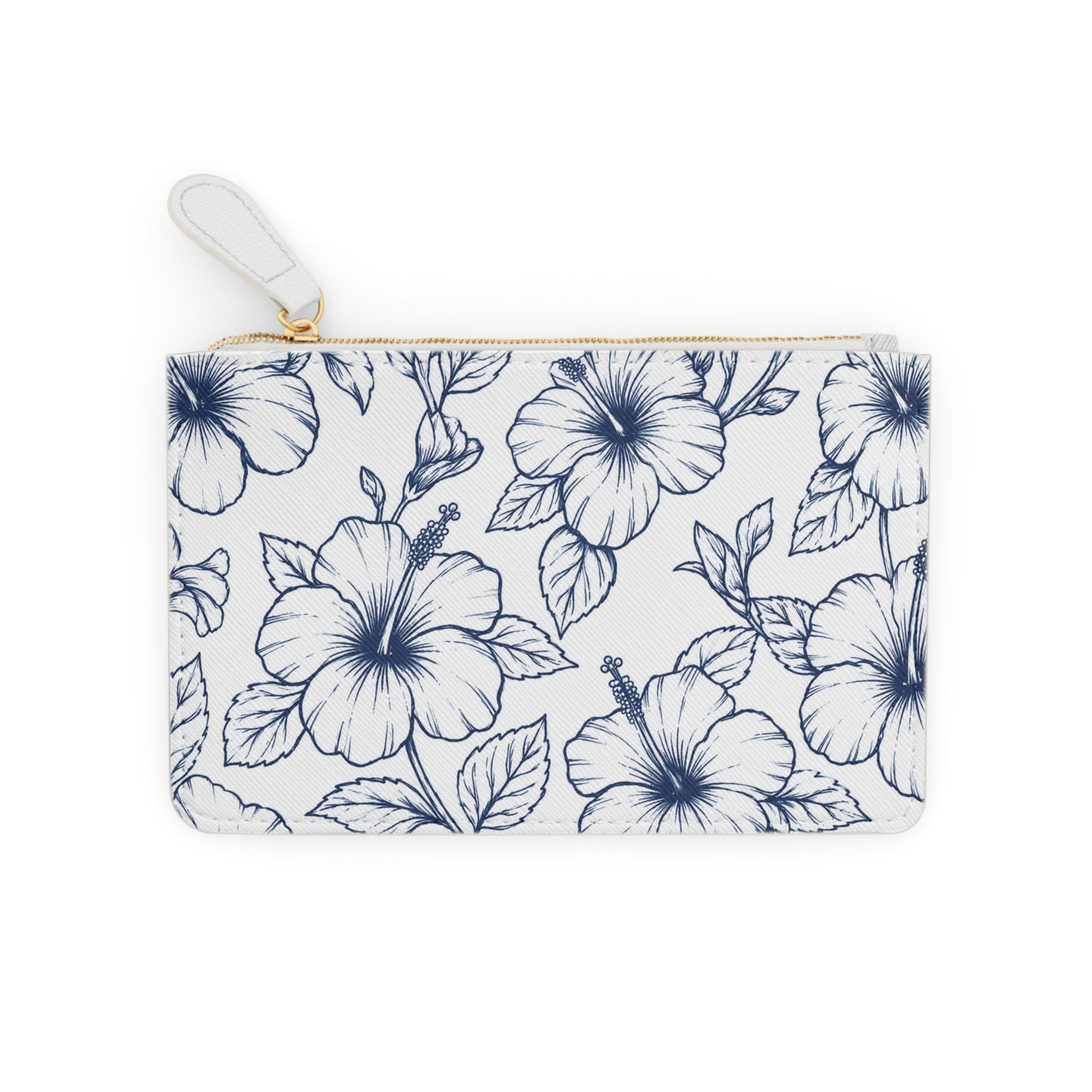 Blue Hibiscus Floral Mini Clutch Bag | Tropical Botanical Pouch
