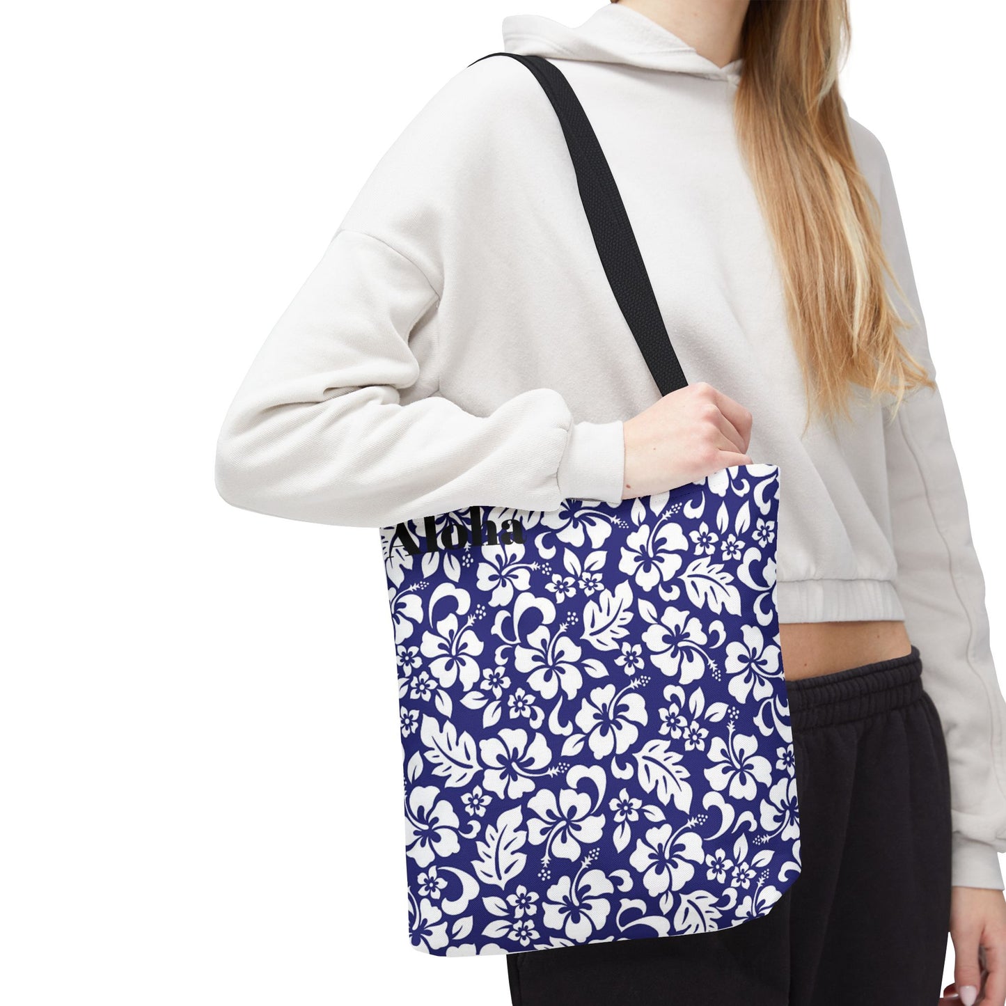 Blue Hawaiian Floral Tote | All-Over Print Beach Bag