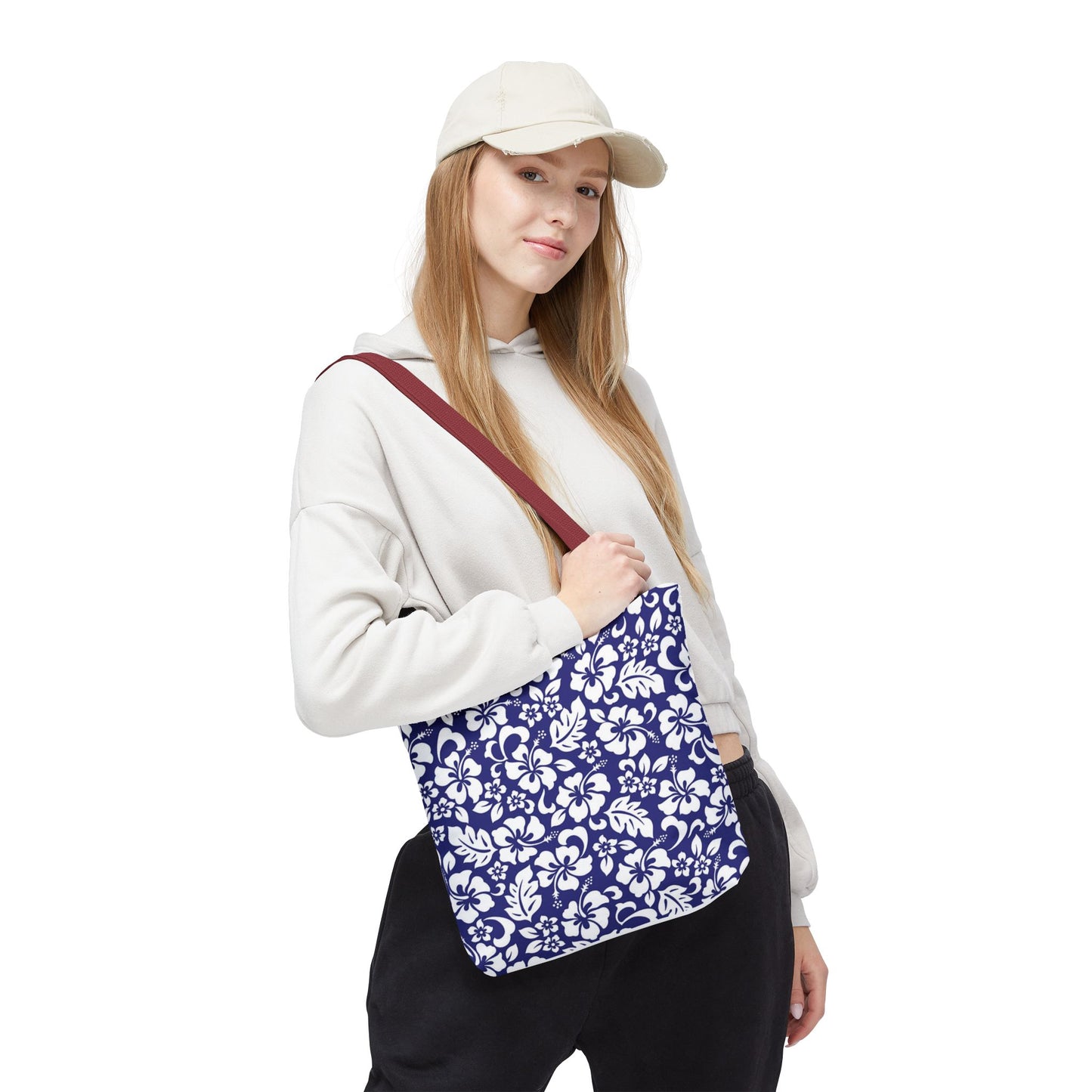 Blue Hawaiian Floral Tote | All-Over Print Beach Bag