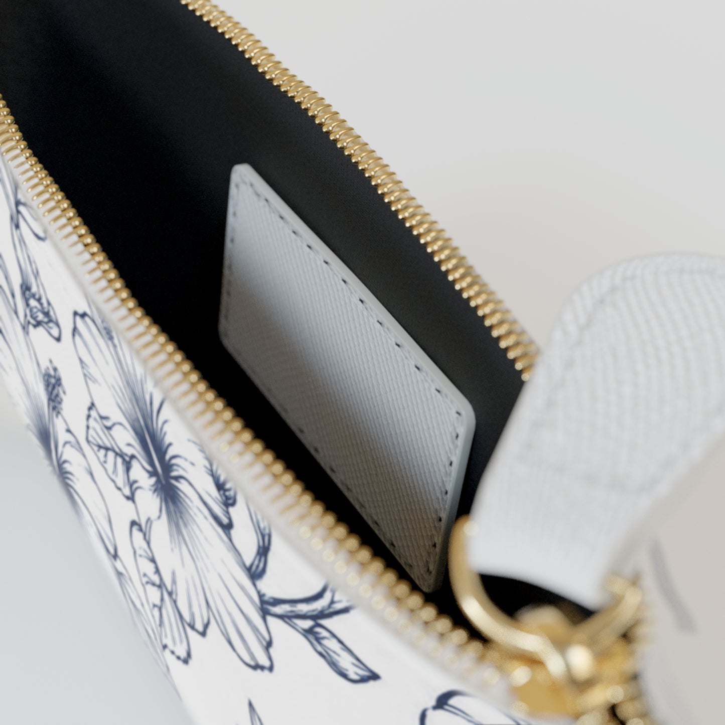 Blue Hibiscus Floral Mini Clutch Bag | Tropical Botanical Pouch