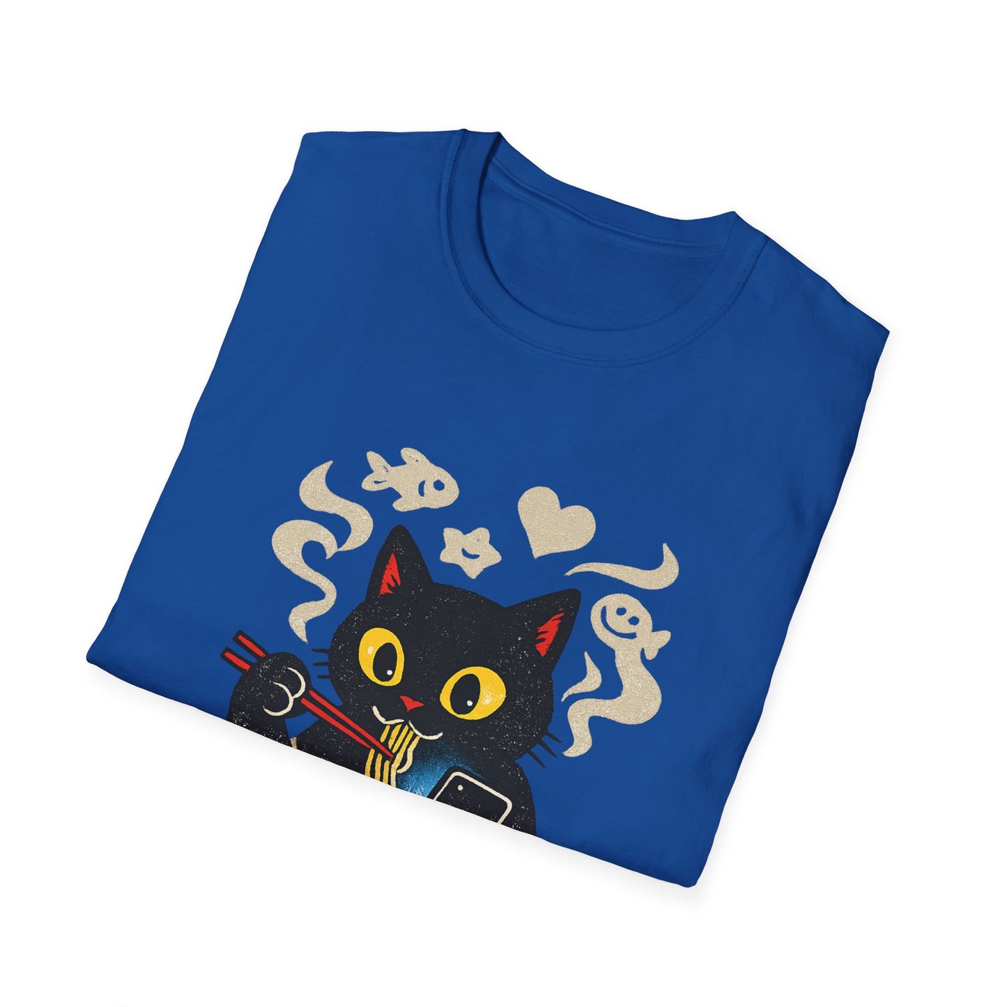 Ramen Cat T-Shirt — Cute Black Cat Eating Noodles Graphic Tee