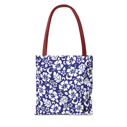 Floral Hibiscus Tote Bag – Navy Hawaiian All-Over Print Beach Bag