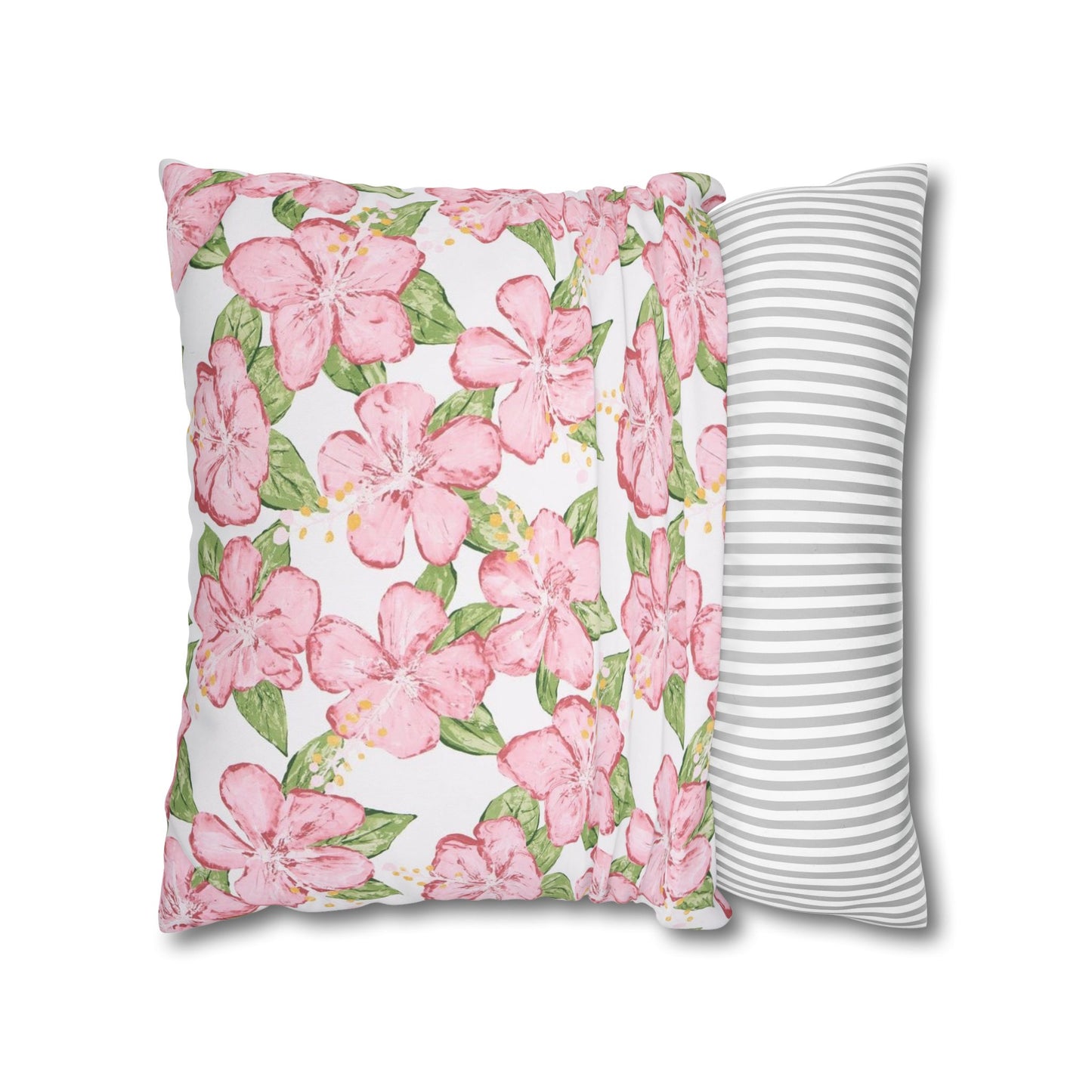 Pink Floral Watercolor Pillowcase | Square Throw Pillowcase