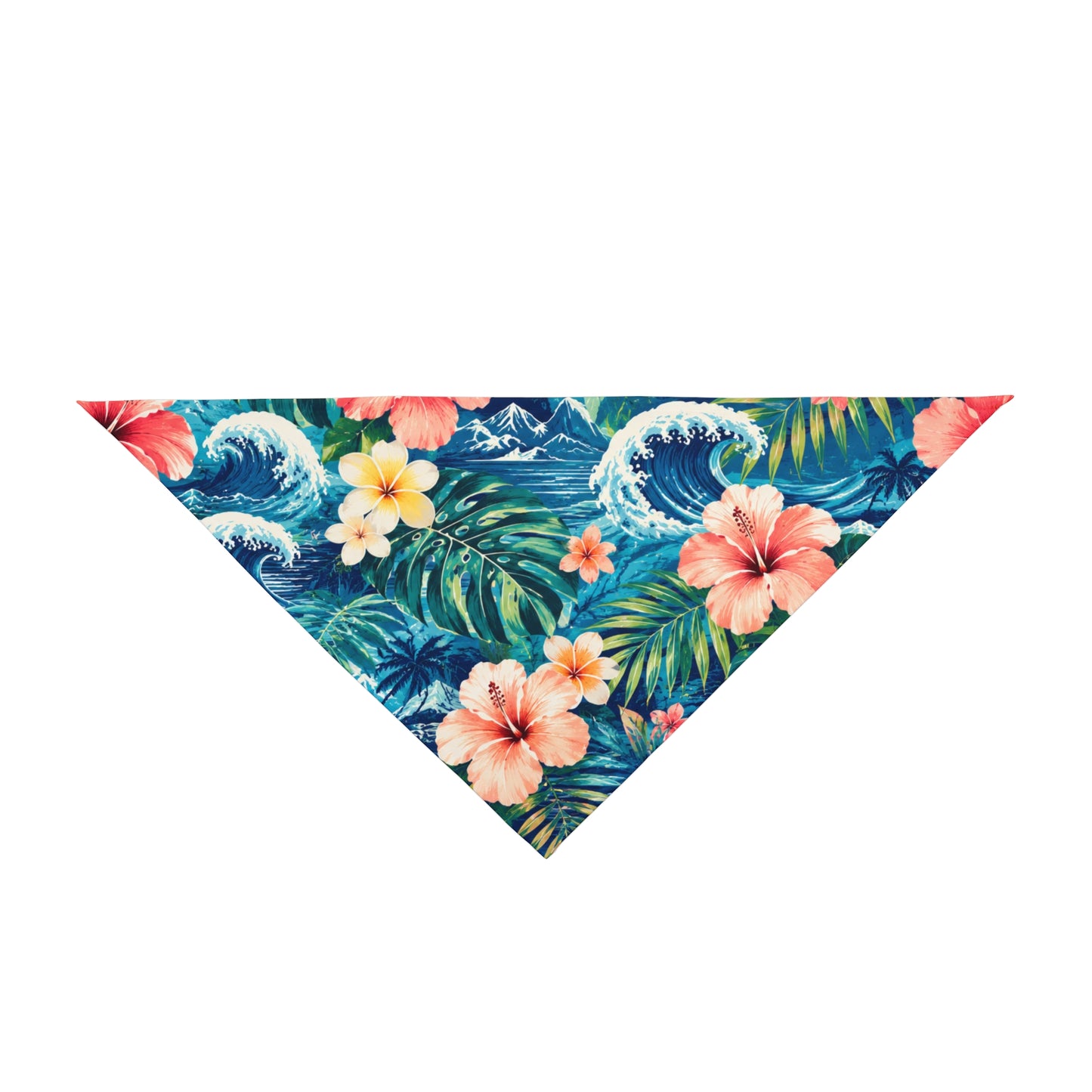 Tropical Hibiscus Waves Pet Bandana | Hawaiian Floral Dog Scarf