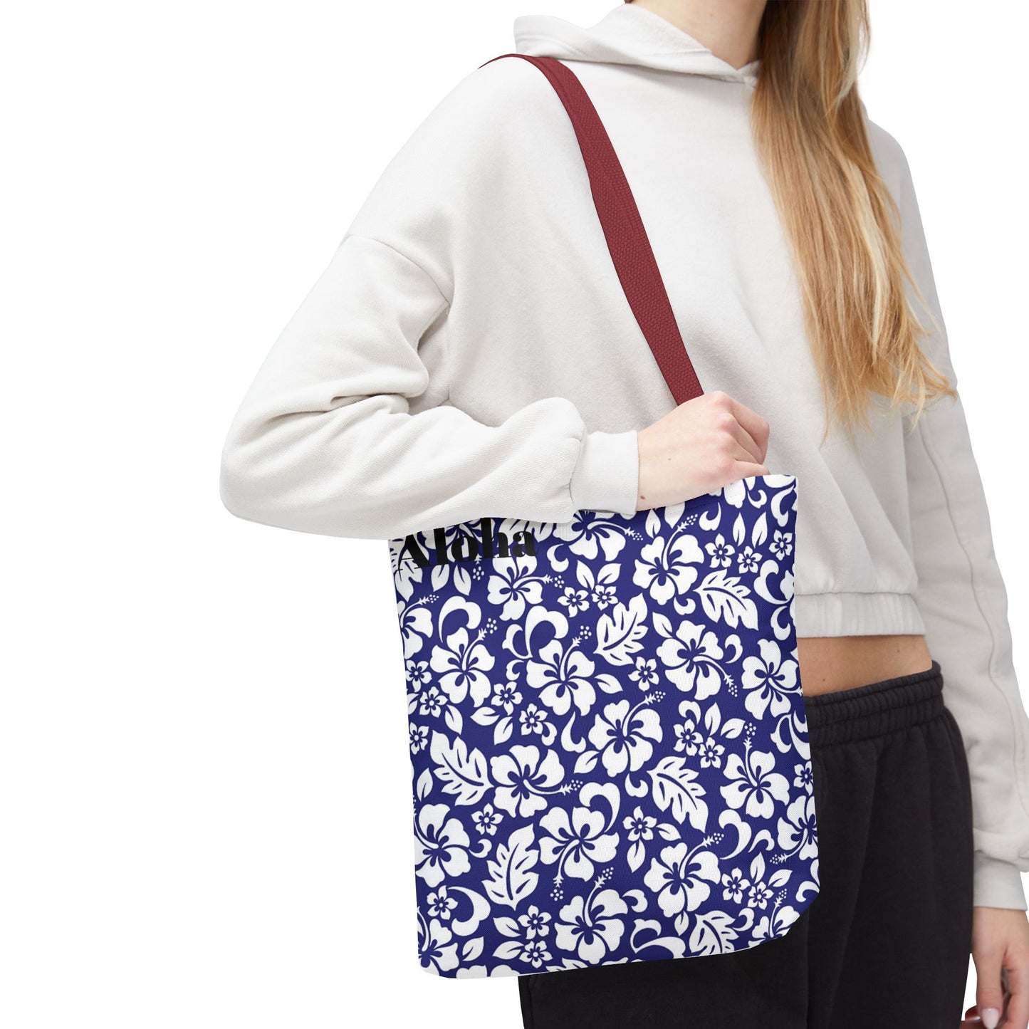 Blue Hawaiian Floral Tote | All-Over Print Beach Bag