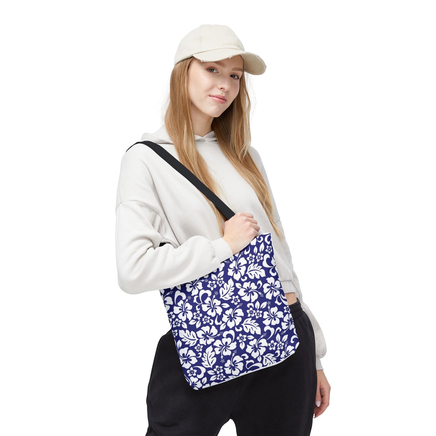 Blue Hawaiian Floral Tote | All-Over Print Beach Bag