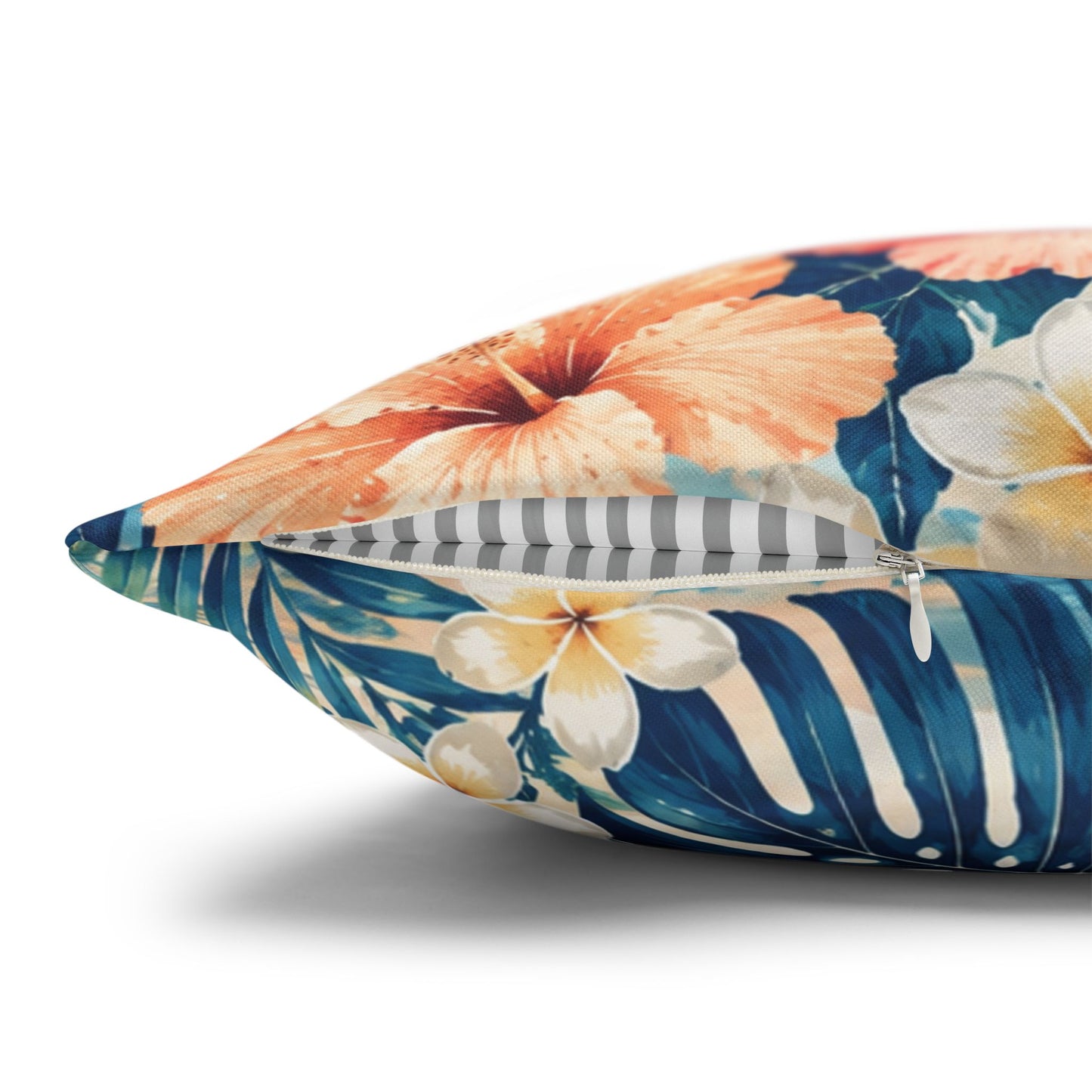Tropical Hibiscus Wave Square Pillowcase | Hawaiian Floral Beach Print