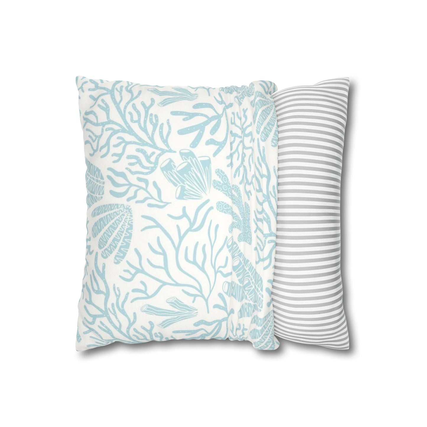Coastal Coral Reef Faux Suede Square Pillowcase