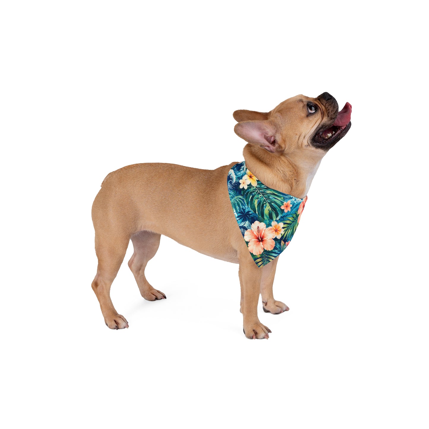 Tropical Hibiscus Waves Pet Bandana | Hawaiian Floral Dog Scarf