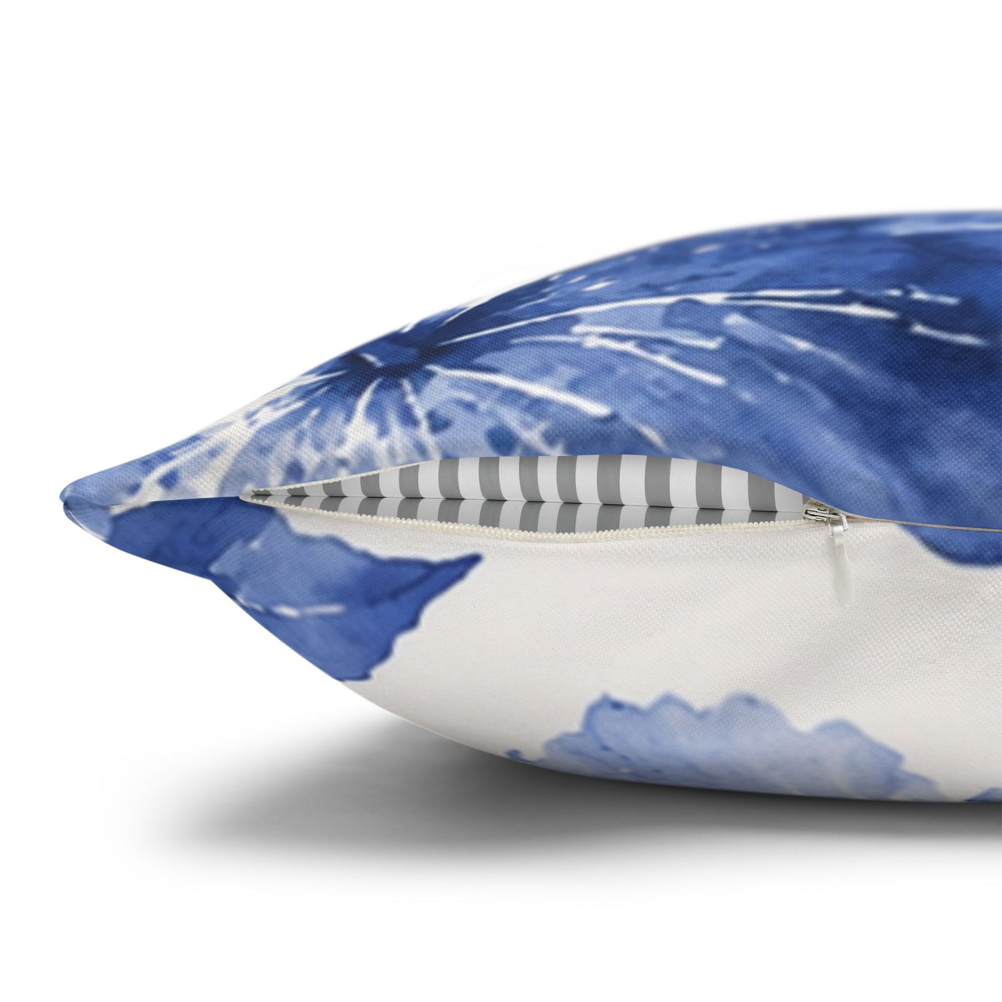 Blue Watercolor Hibiscus Pillowcase | Square Throw Pillow Cover