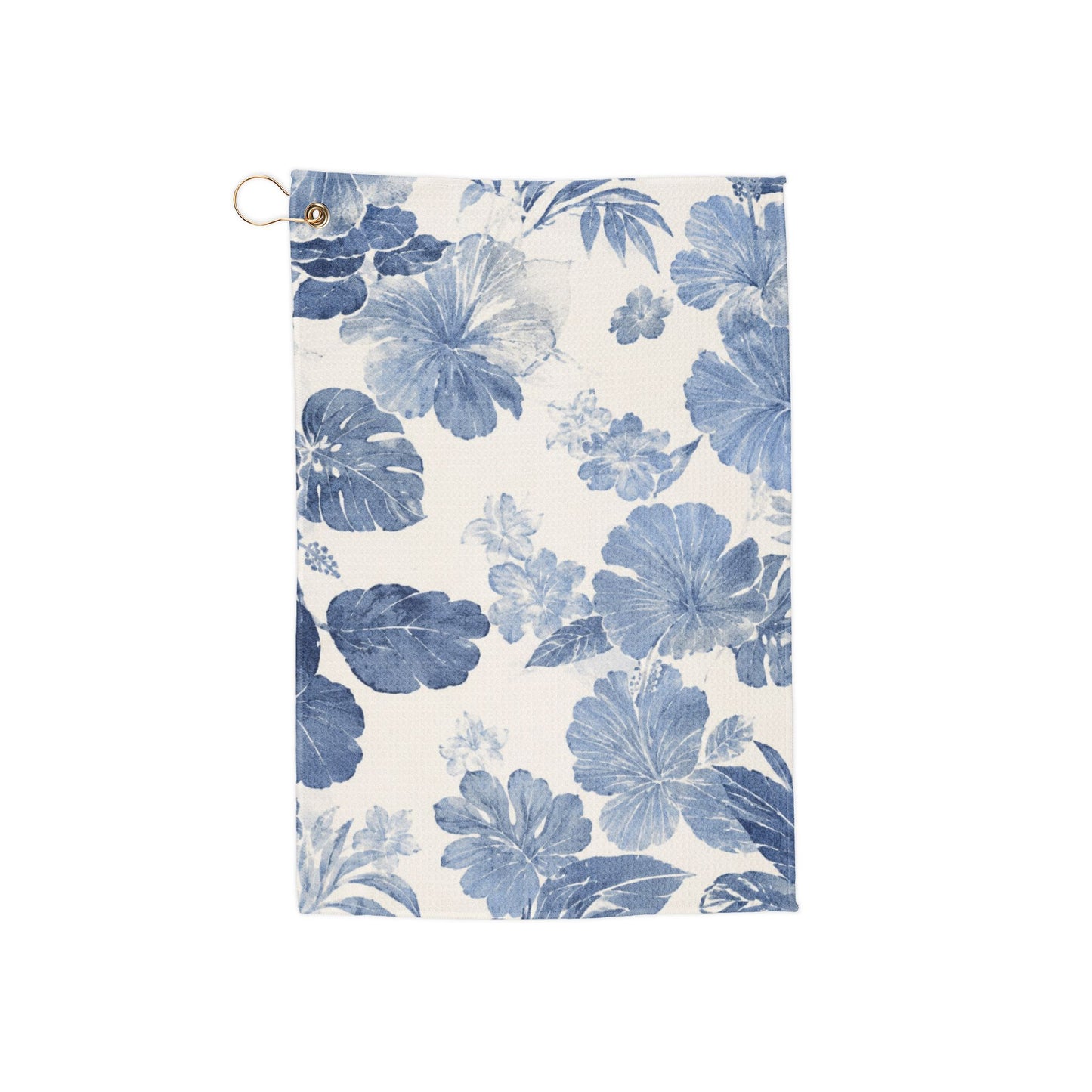 Blue Watercolor Hibiscus Golf Towel | Floral Club Towel with Grommet