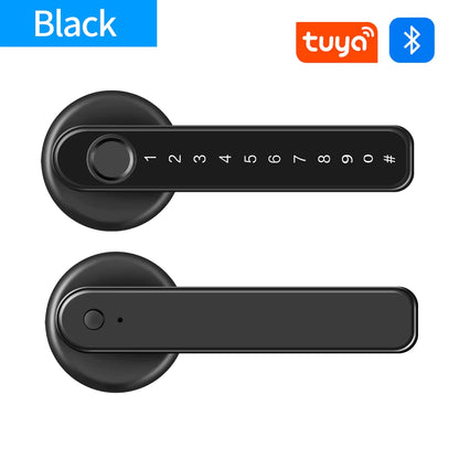 Q50 Tuya Bluetooth Smart Fingerprint Door Handle Lock Electronic Password/Rfid Card/Keys/App Remote Unlock Hotel Lock Rainproof