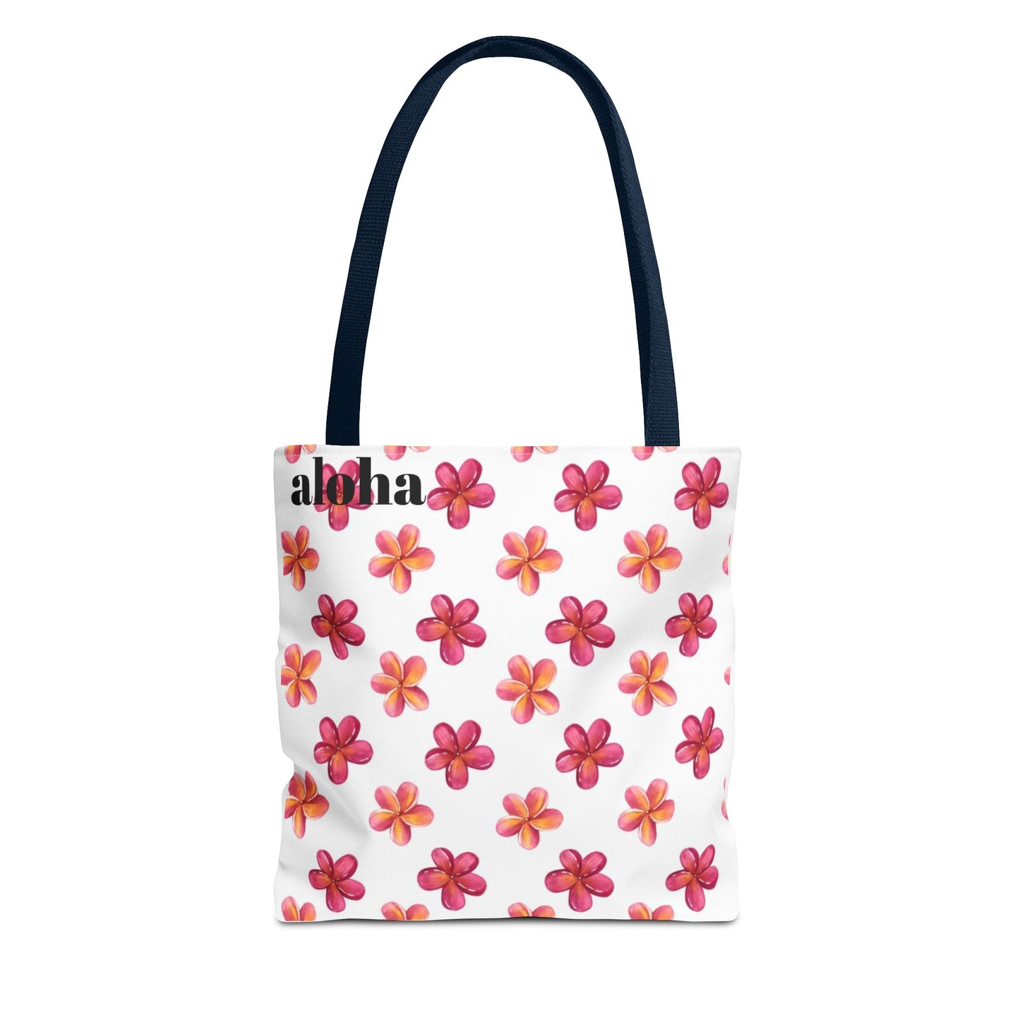 Aloha Floral Tote Bag — Pink Plumeria Pattern Canvas Tote