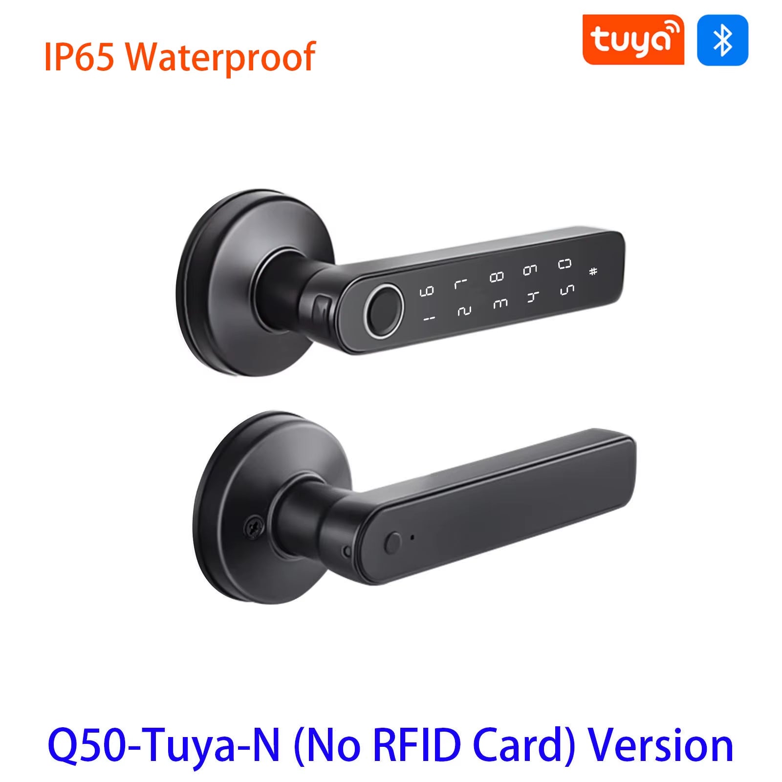 Q50 Tuya Bluetooth Smart Fingerprint Door Handle Lock Electronic Password/Rfid Card/Keys/App Remote Unlock Hotel Lock Rainproof