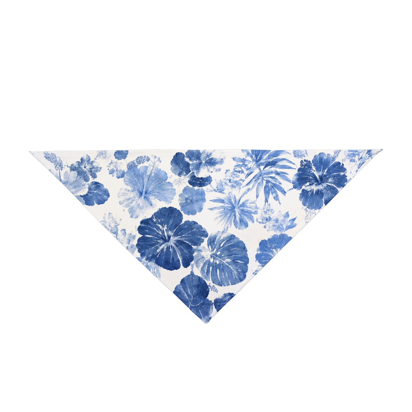 Blue Hibiscus Floral Pet Bandana | Tropical Tie-Dye Pattern
