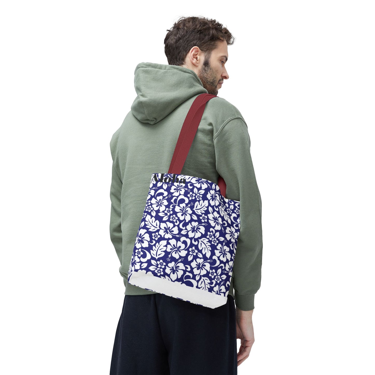 Blue Hawaiian Floral Tote | All-Over Print Beach Bag