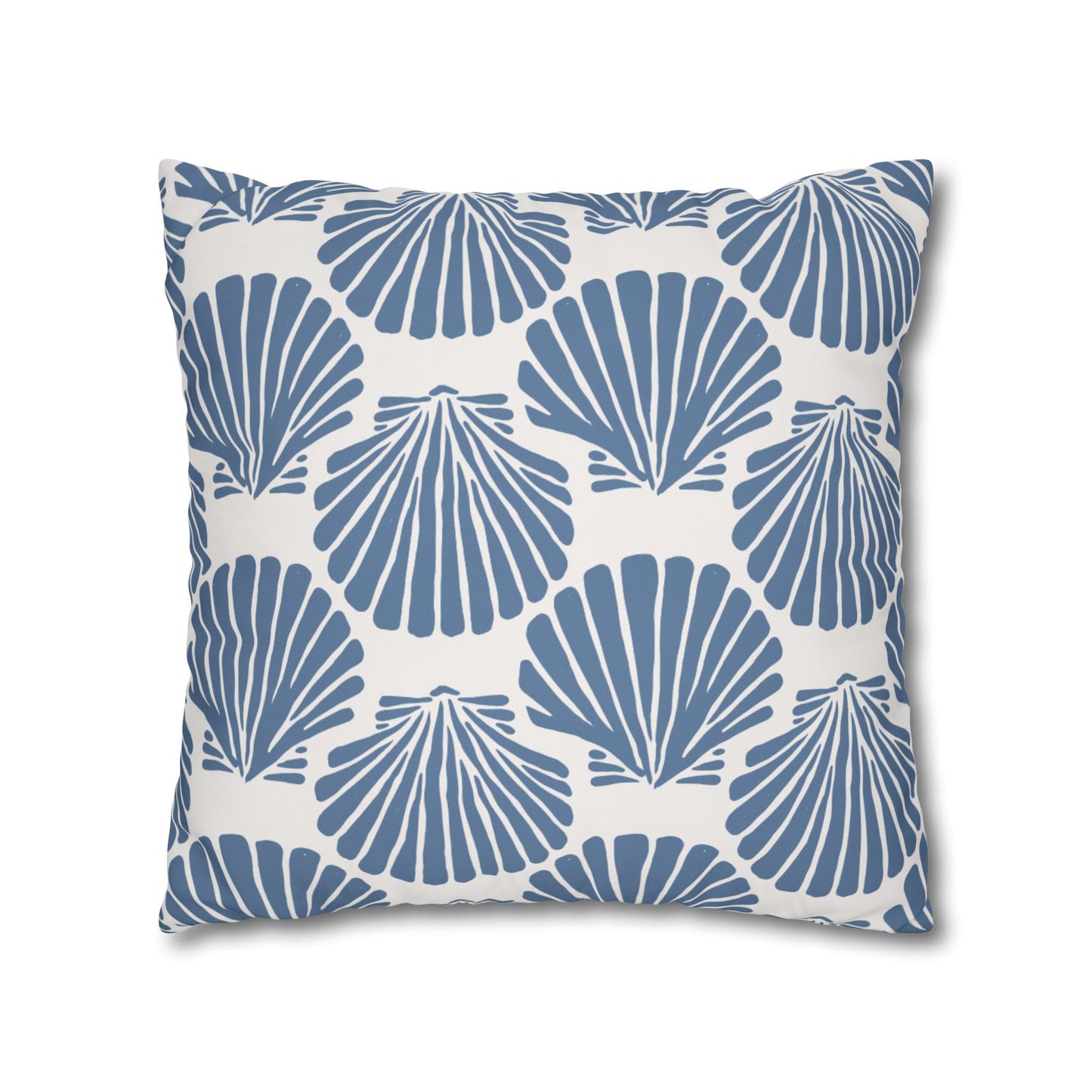 Blue Seashell Pattern Pillowcase | Square Poly Canvas Pillowcase