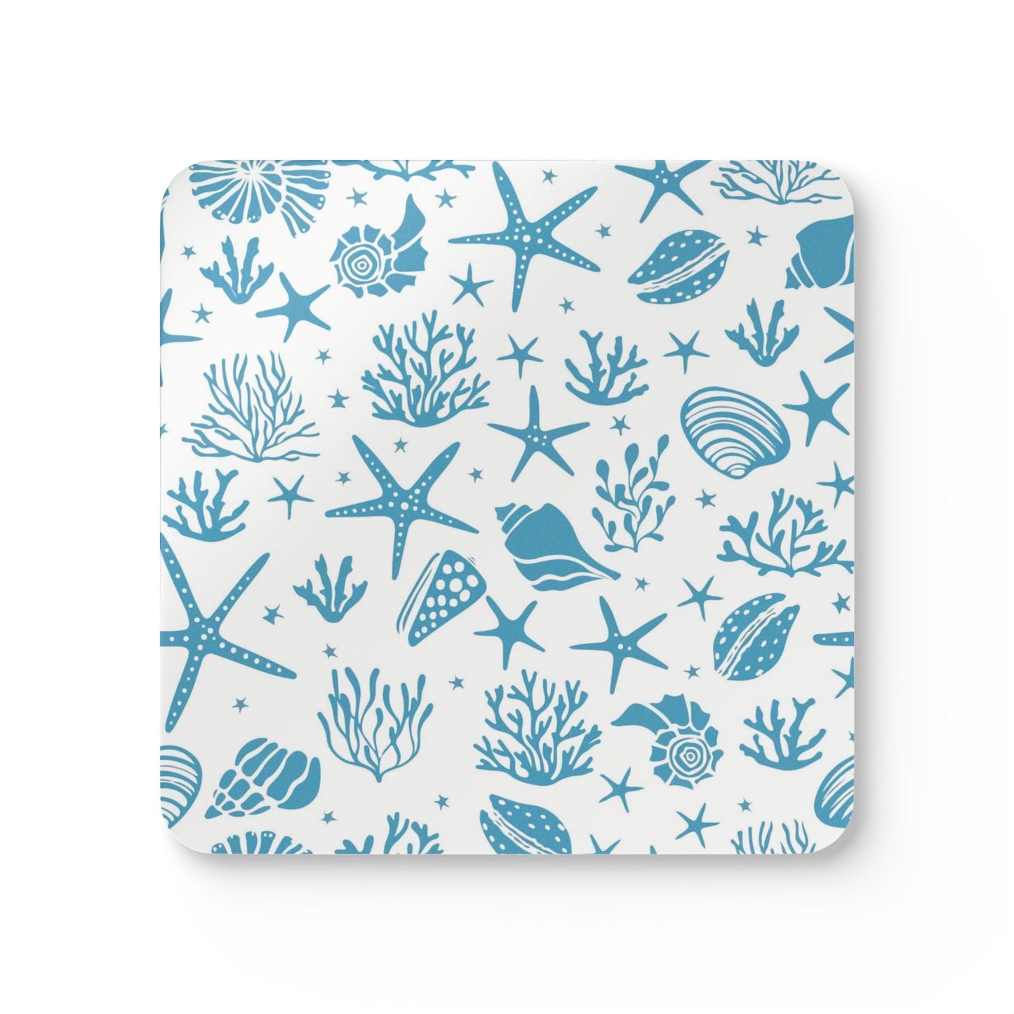 Blue Seashells and Starfish Coaster Hardboard Coaster