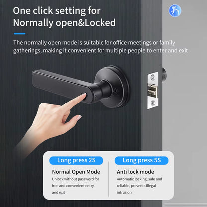 Q50 Tuya Bluetooth Smart Fingerprint Door Handle Lock Electronic Password/Rfid Card/Keys/App Remote Unlock Hotel Lock Rainproof